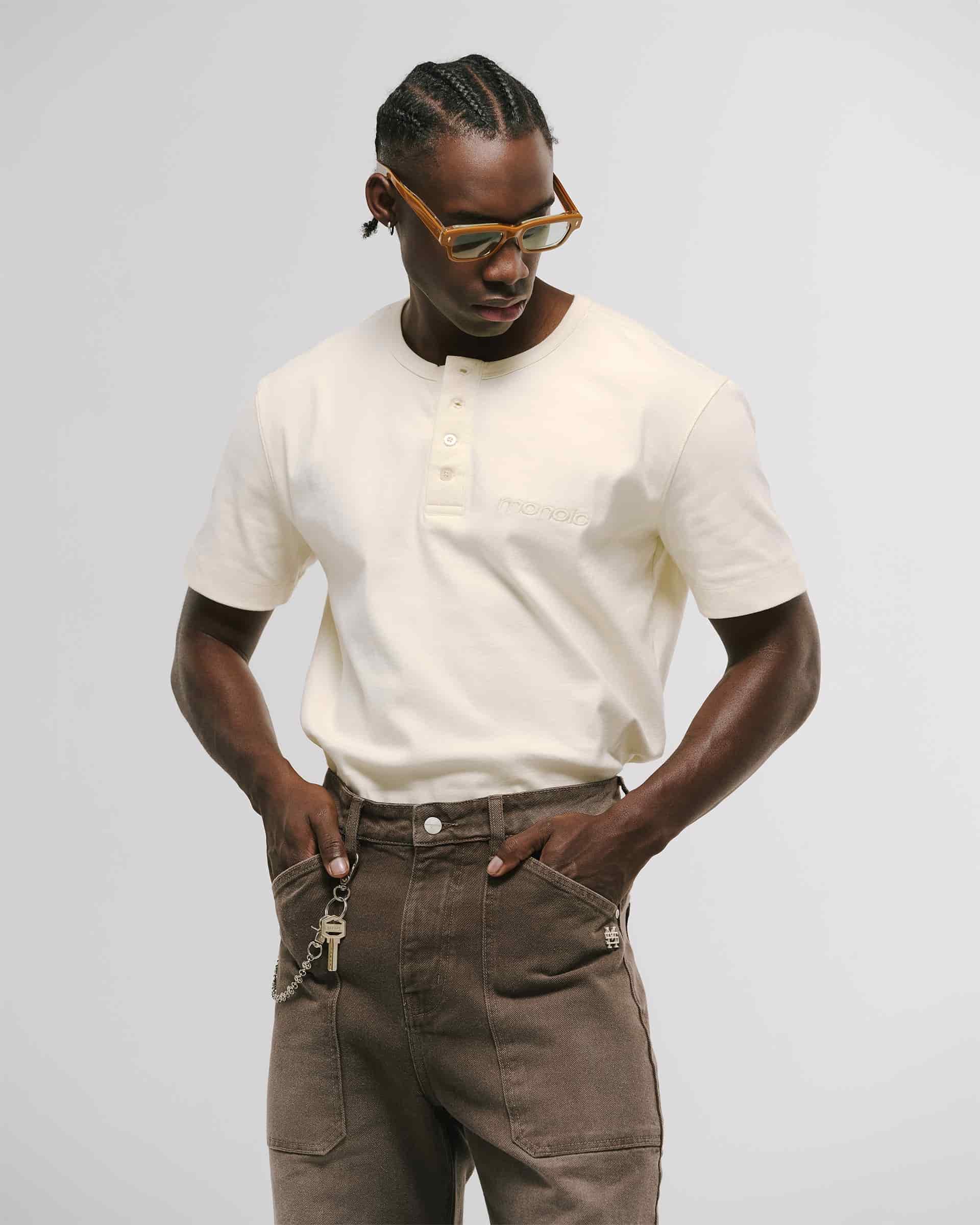 Camiseta Henley – Off White - miniatura 6
