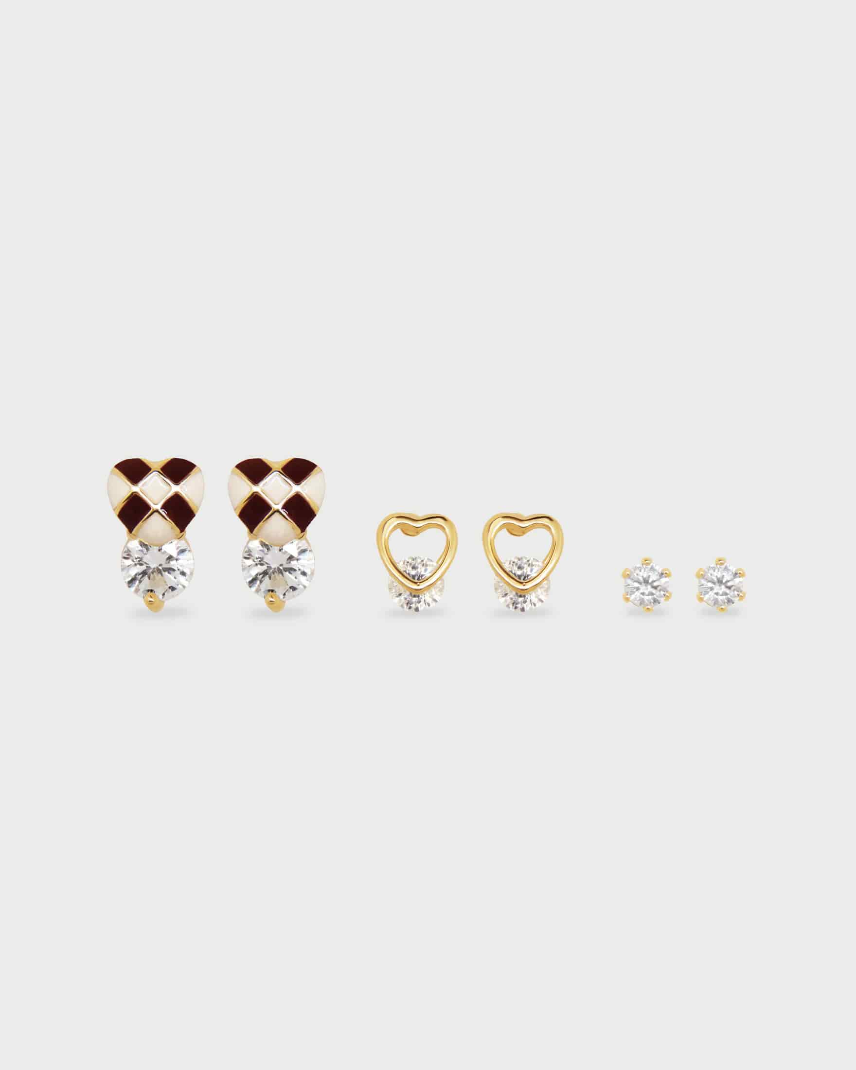 Set X3 Aretes Corazones Mosaico - miniatura 1