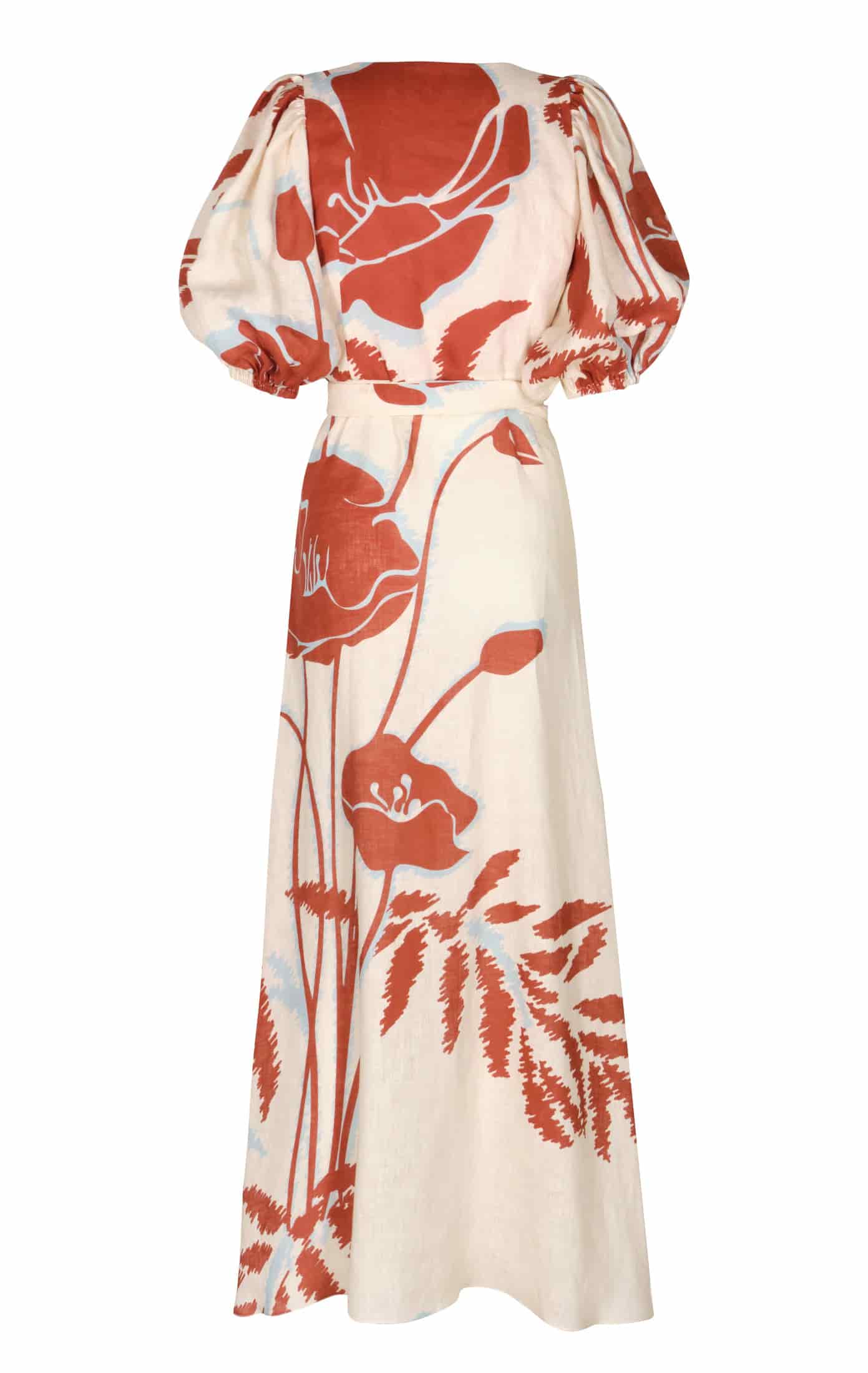 Ermita Linen Midi Dress / Ecru - Orange Gladiolos - miniatura 3