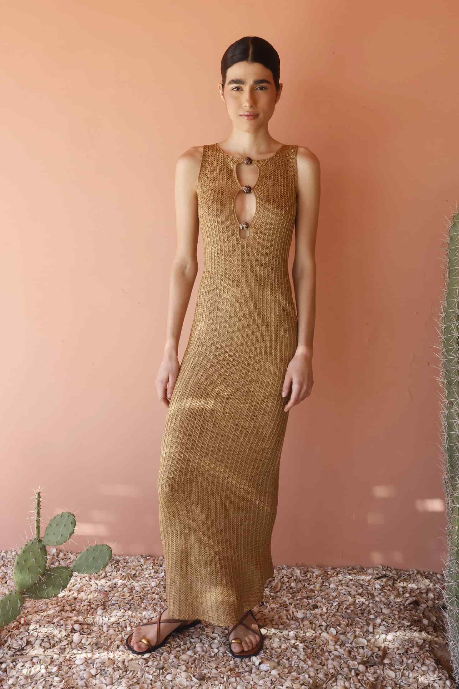 TAROA DRESS - GOLD - miniatura 1