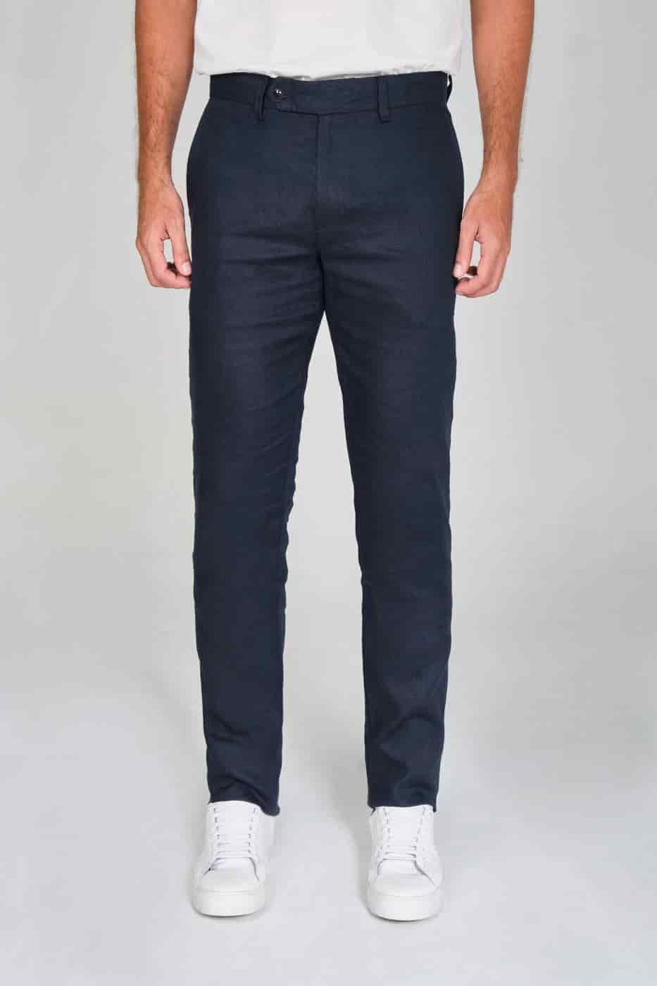 Pantalón Formal Slim Fit 100% Lino Azul Navy Stolichnaya - miniatura 3