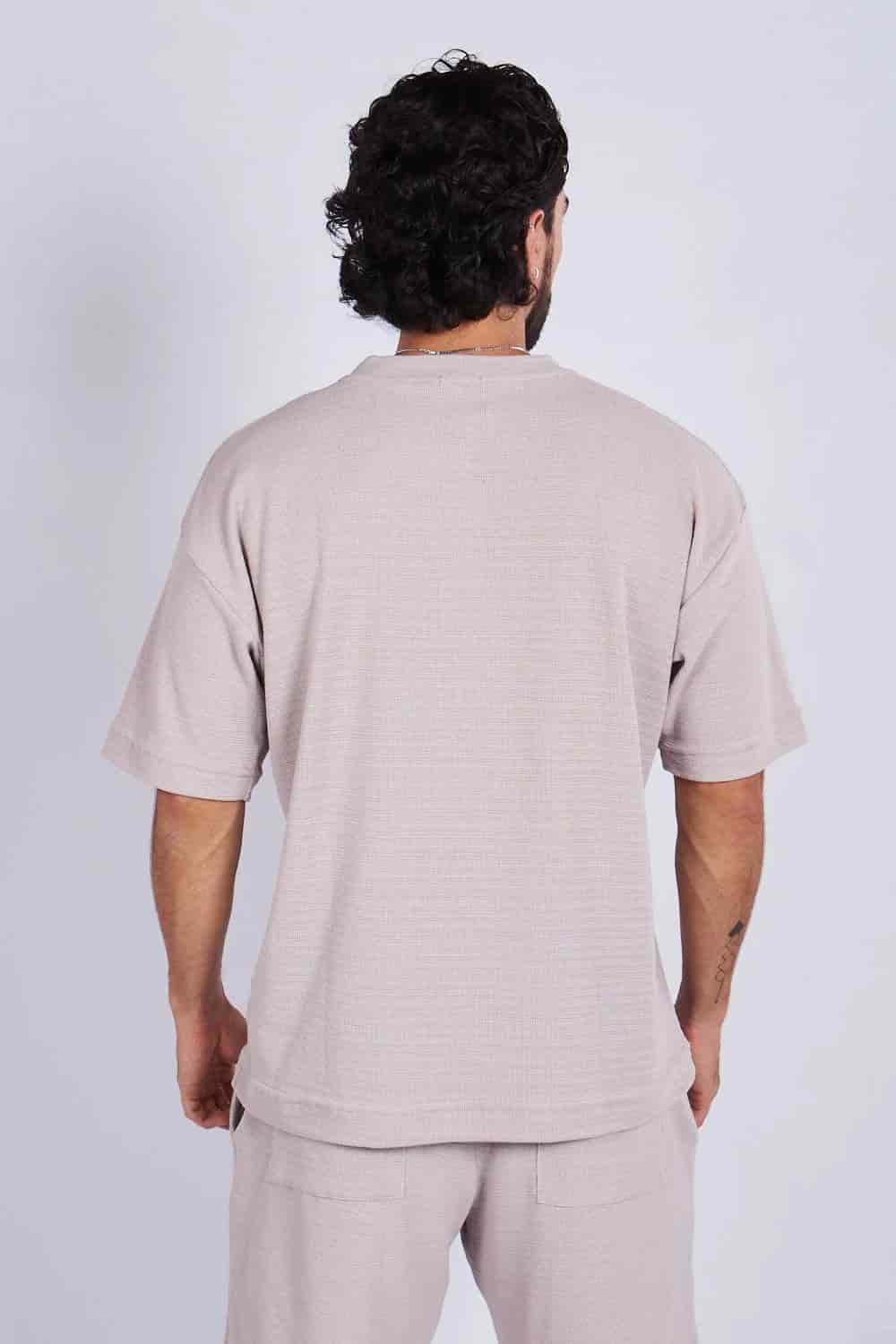Camiseta oversize textura horizontal Caqui - miniatura 5