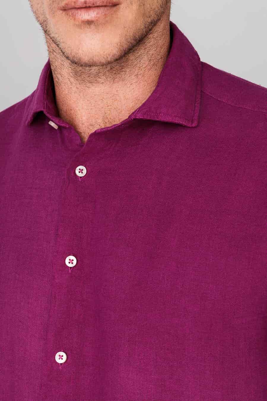 Men's linen shirt fuxia - miniatura 6