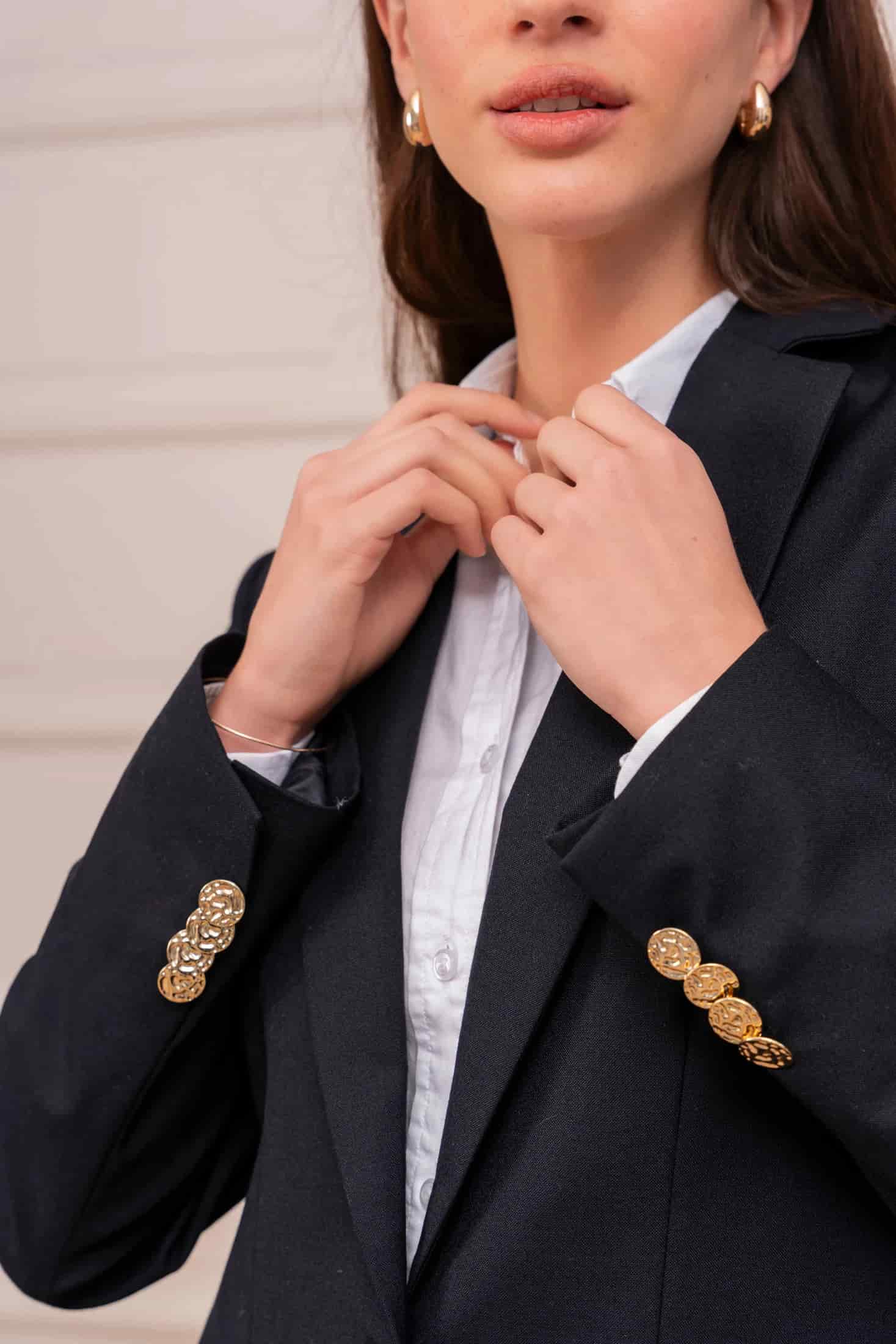 Blazer Merino Mujer Azul Oscuro - miniatura 3