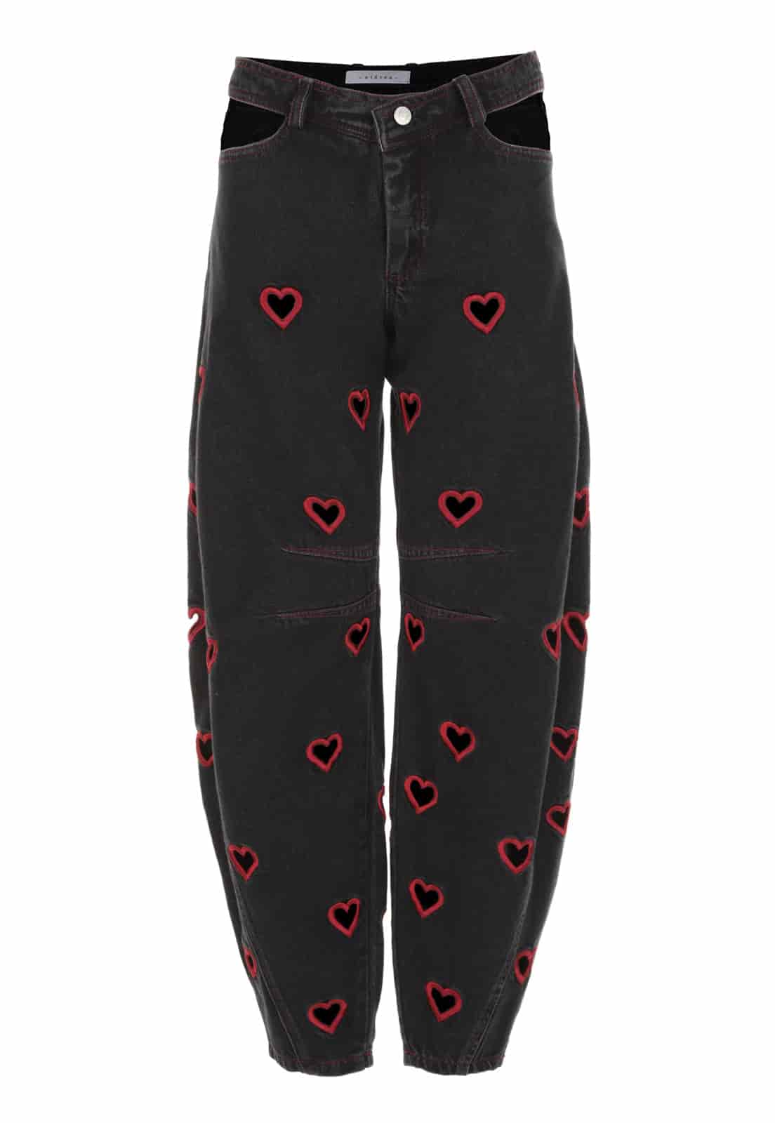 Mini Hearts Barrel Pants Black - miniatura 1