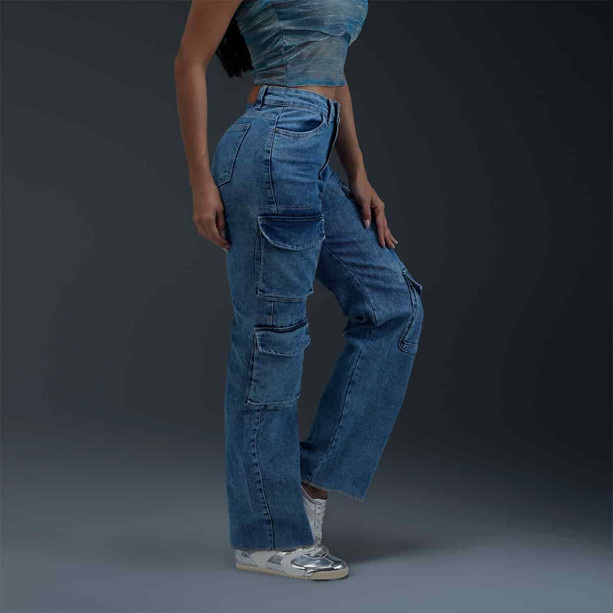 Jeans Cargo Azul Mujer - miniatura 3