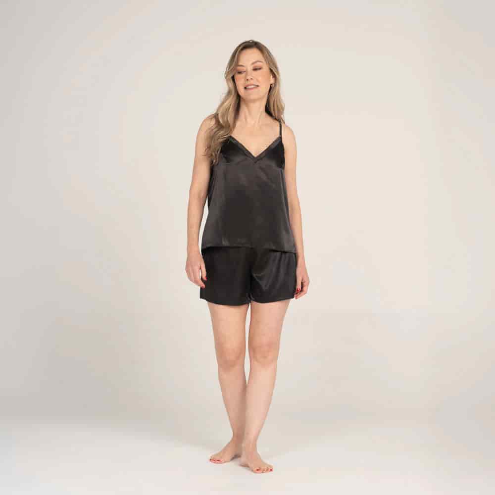 Short de Pijama en Satin Unicolor - miniatura 1