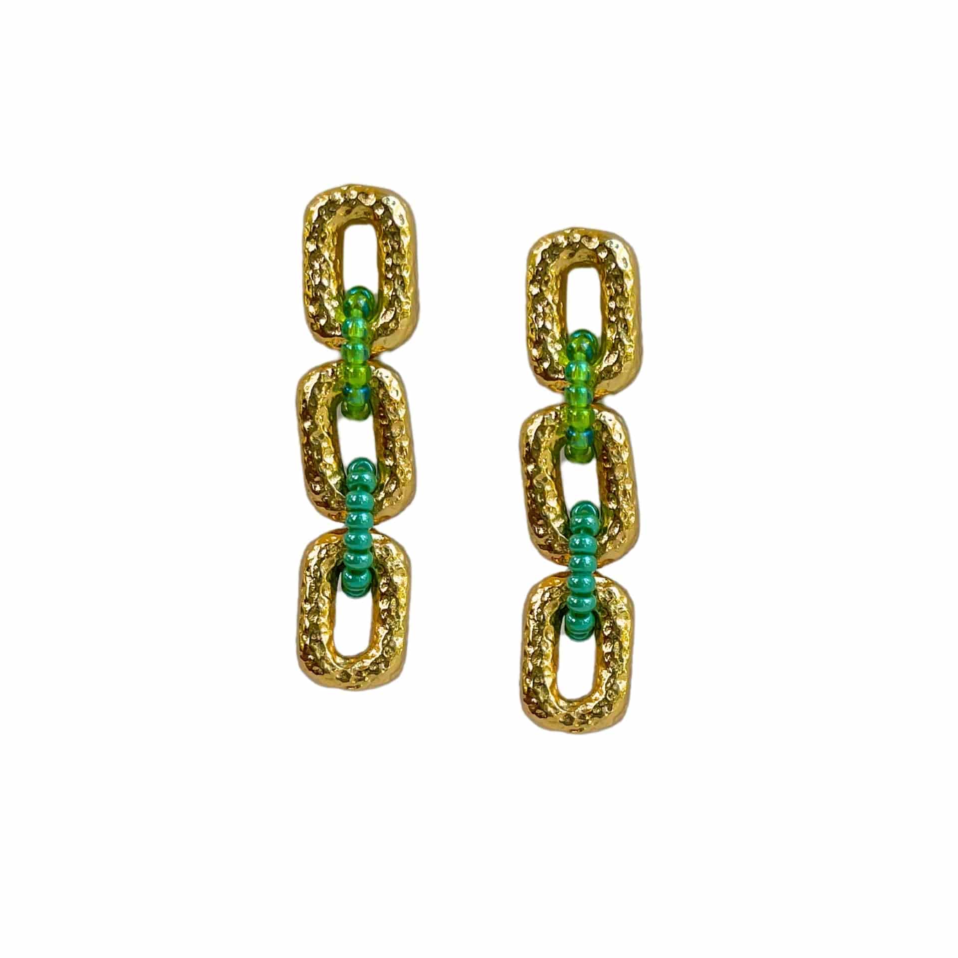 Connected Mini Link Beaded Earrings - miniatura 11