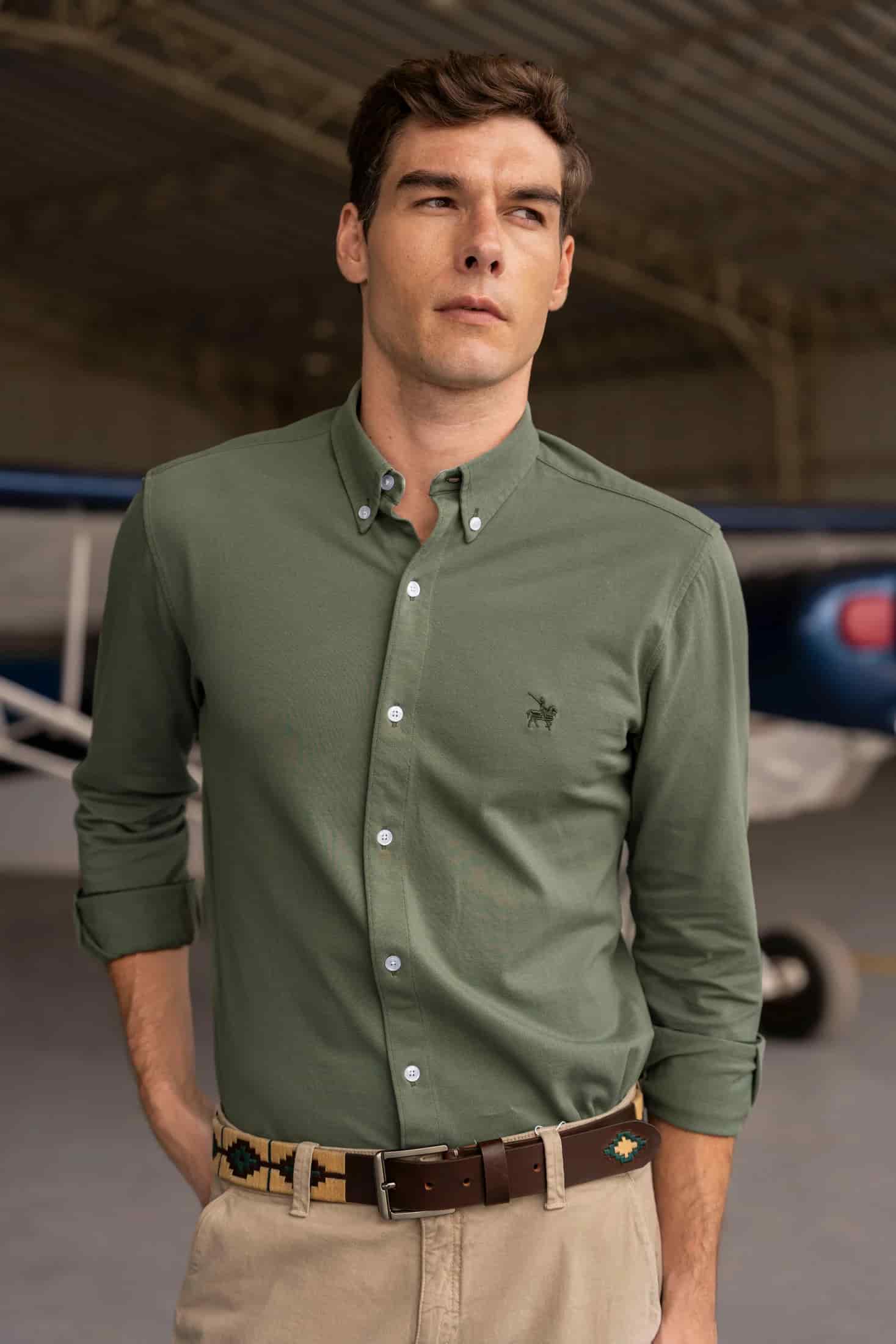 Camisa Micro Pique Hombre Verde - miniatura 1