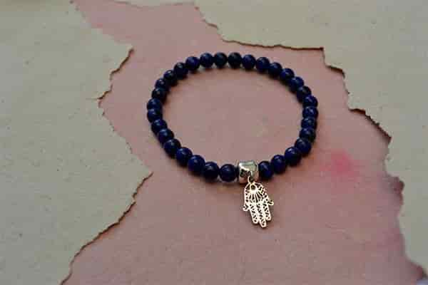 Pulsera Lapislázuli dije mano hamsa mini - miniatura 2