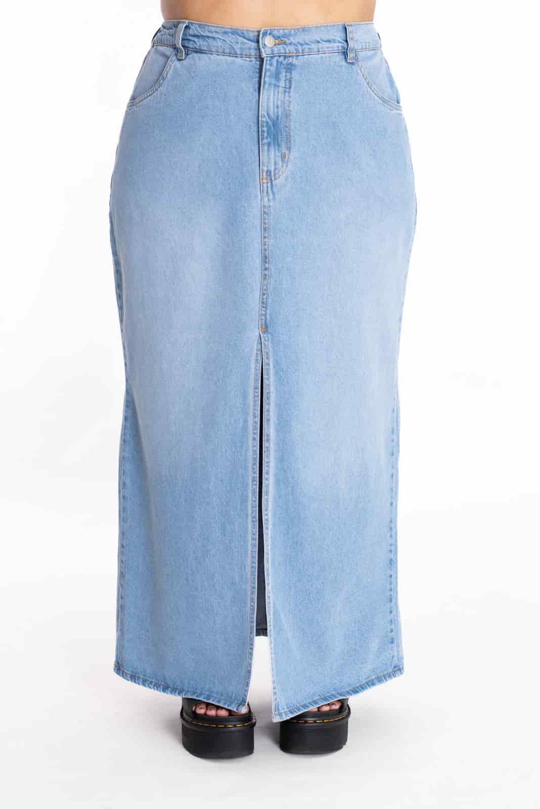Falda Larga Denim Azul Claro 437 - miniatura 3