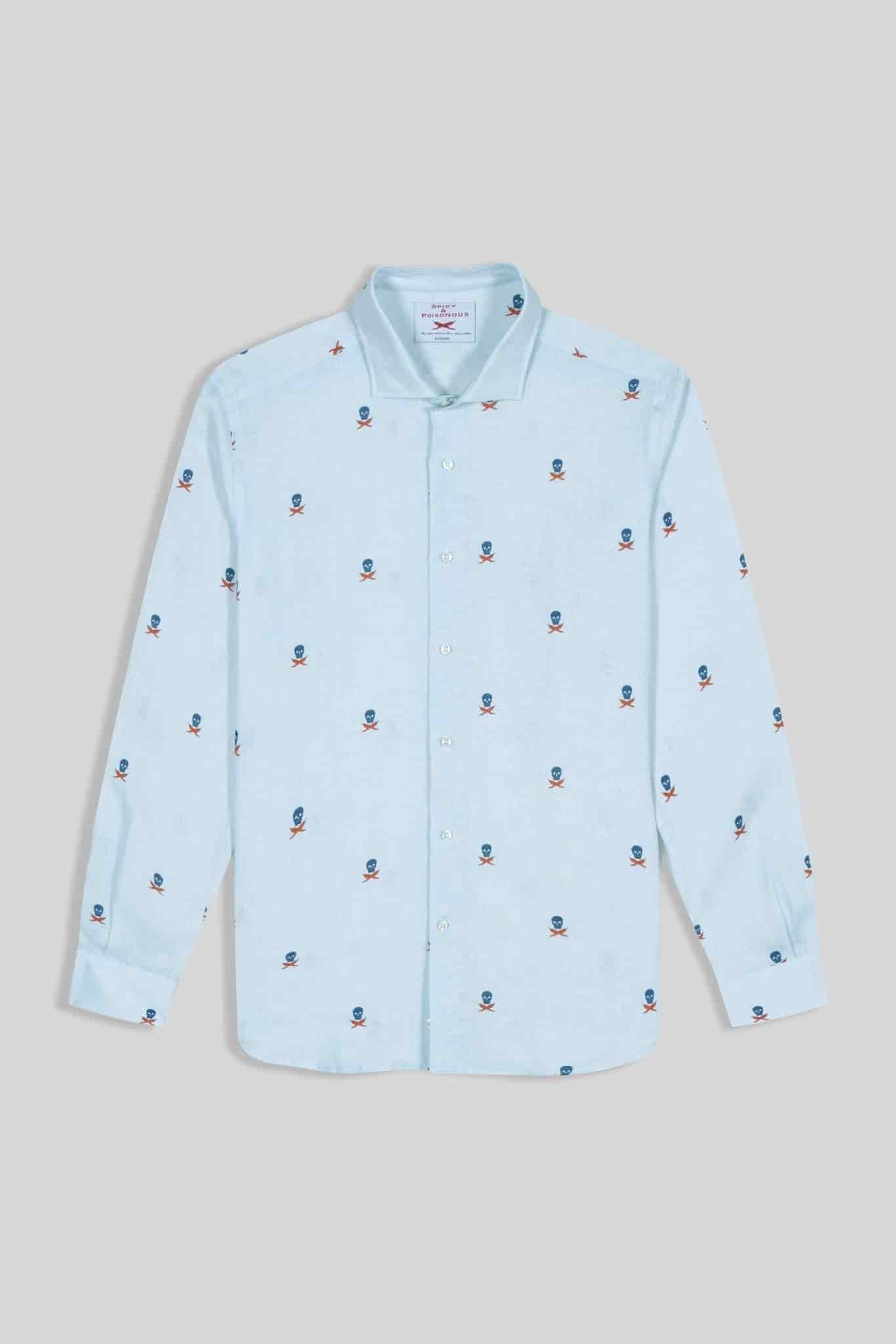 Men's linen shirt separated skulls icement - miniatura 1