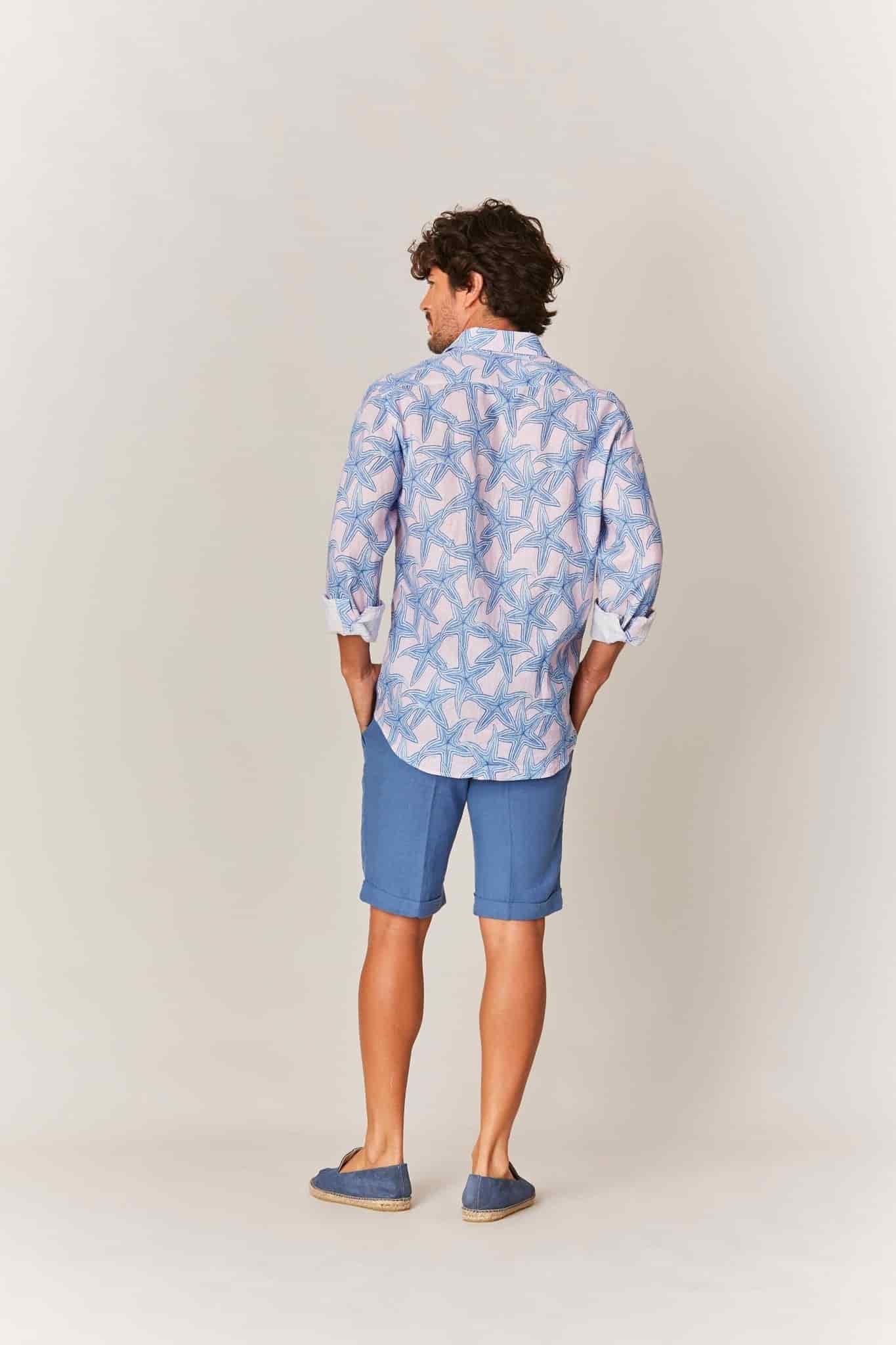 Men's linen shirt pink stella - miniatura 4