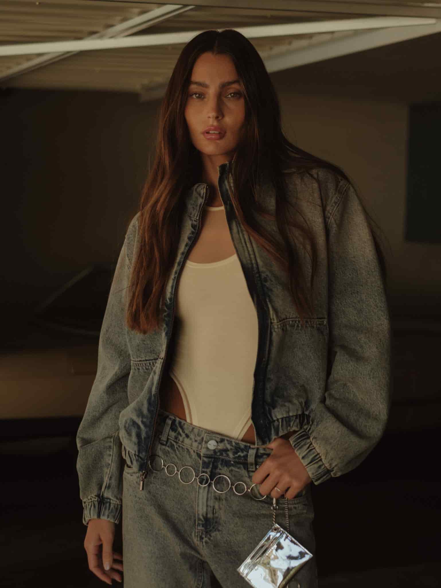 DENIM BOMBER JACKET - SUNBLEACHED - miniatura 7