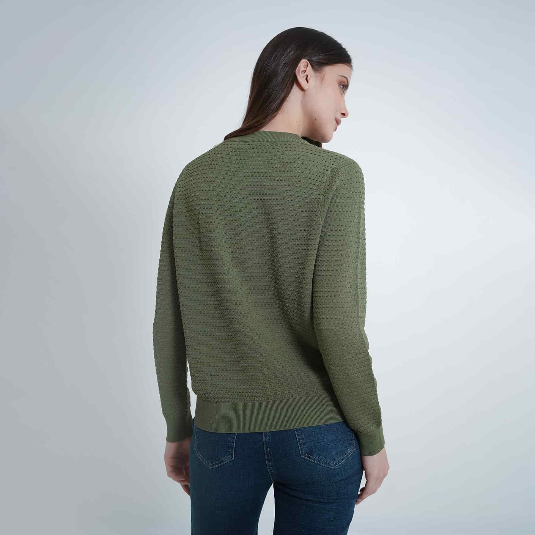 Sweater tejido texturizado cuello redondo manga larga - miniatura 9