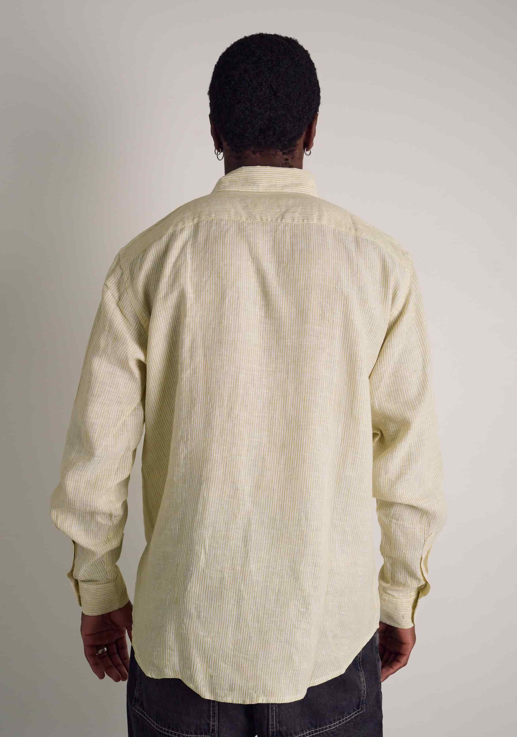 Camisa H CBD Lino Rayas Verde Med - Blanco - miniatura 5
