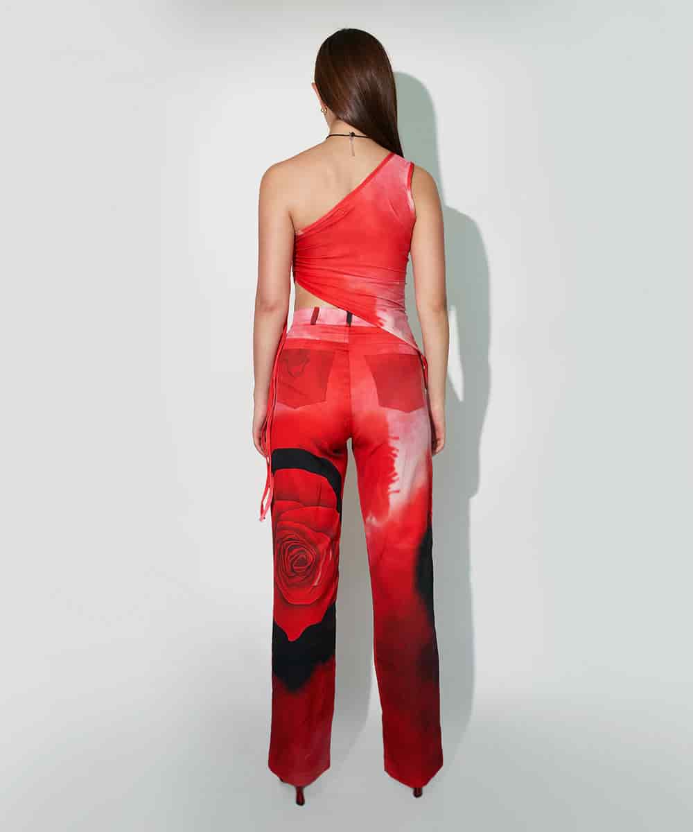 One Shoulder Top In Rose Red - miniatura 2