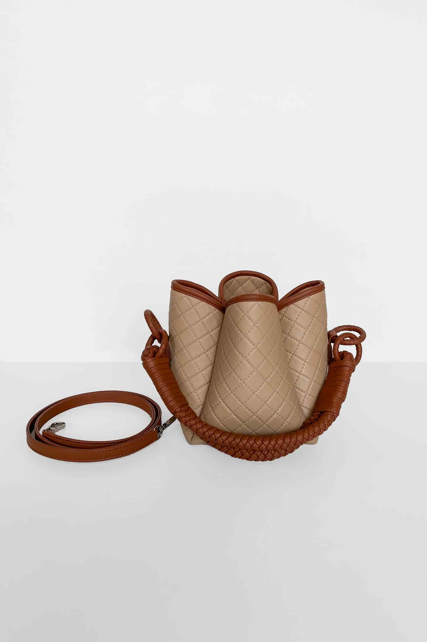 Tulip Mini Bucket Bag, Cappuccino & Brandy - miniatura 4