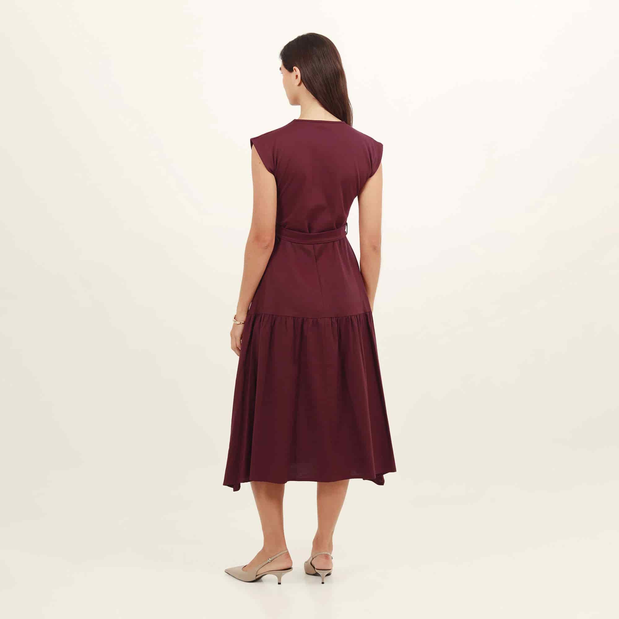 Vestido midi cuello redondo silueta en a - miniatura 6