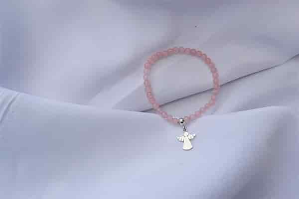 Pulsera Cuarzo Rosa dije ángel Mini - miniatura 2