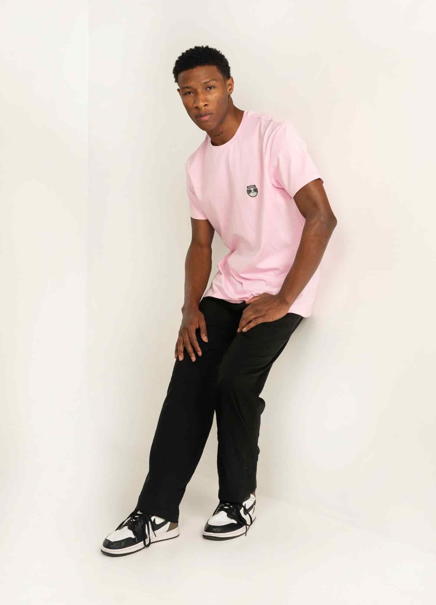Basic Perezoso Camiseta Regular – Rosa - miniatura 3
