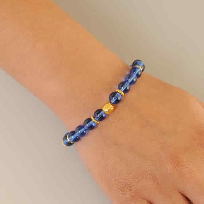 Pulsera Cristal Checo Azul 8mm - miniatura 2