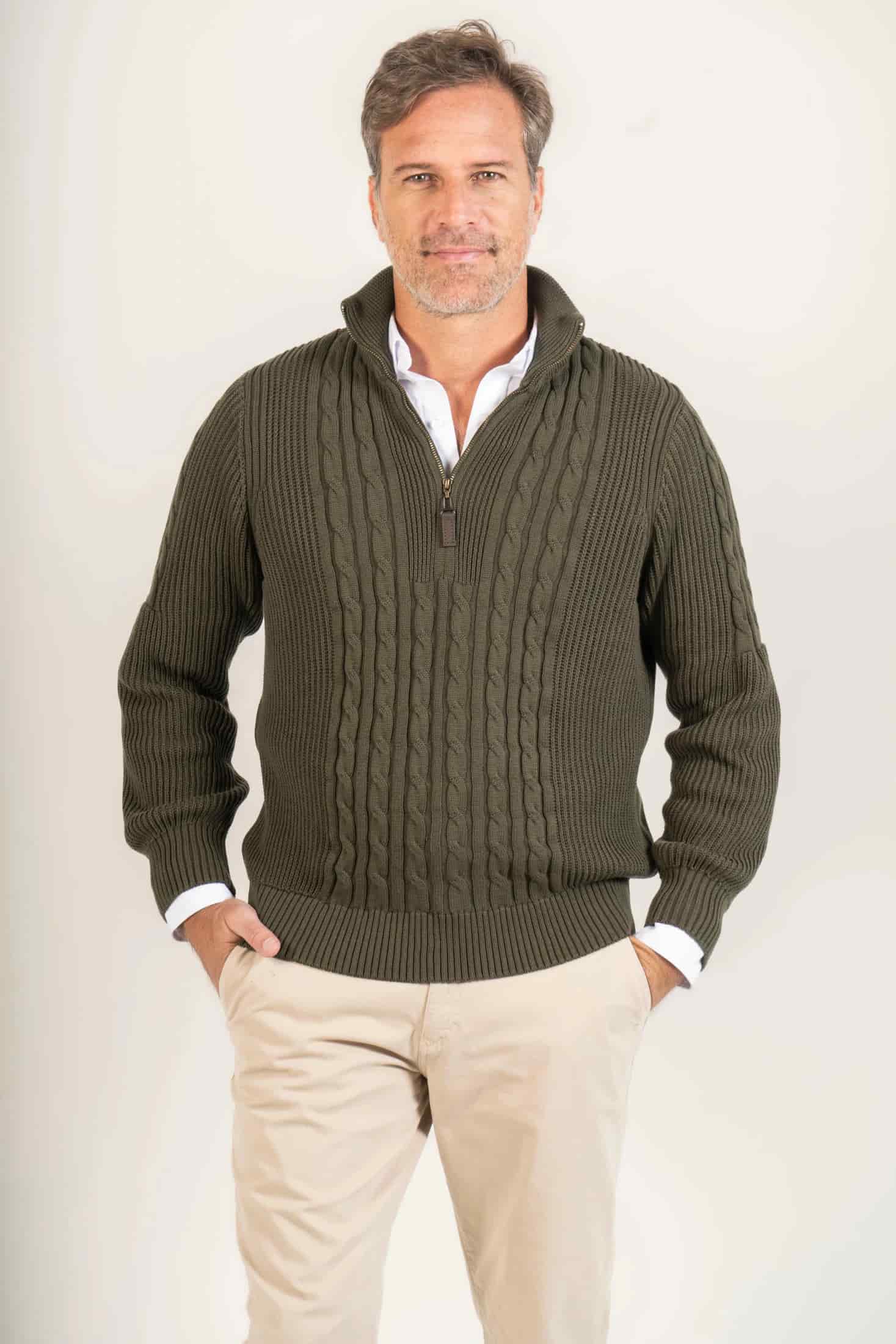 Suéter Halfzip Highland Hombre Verde Militar - miniatura 6
