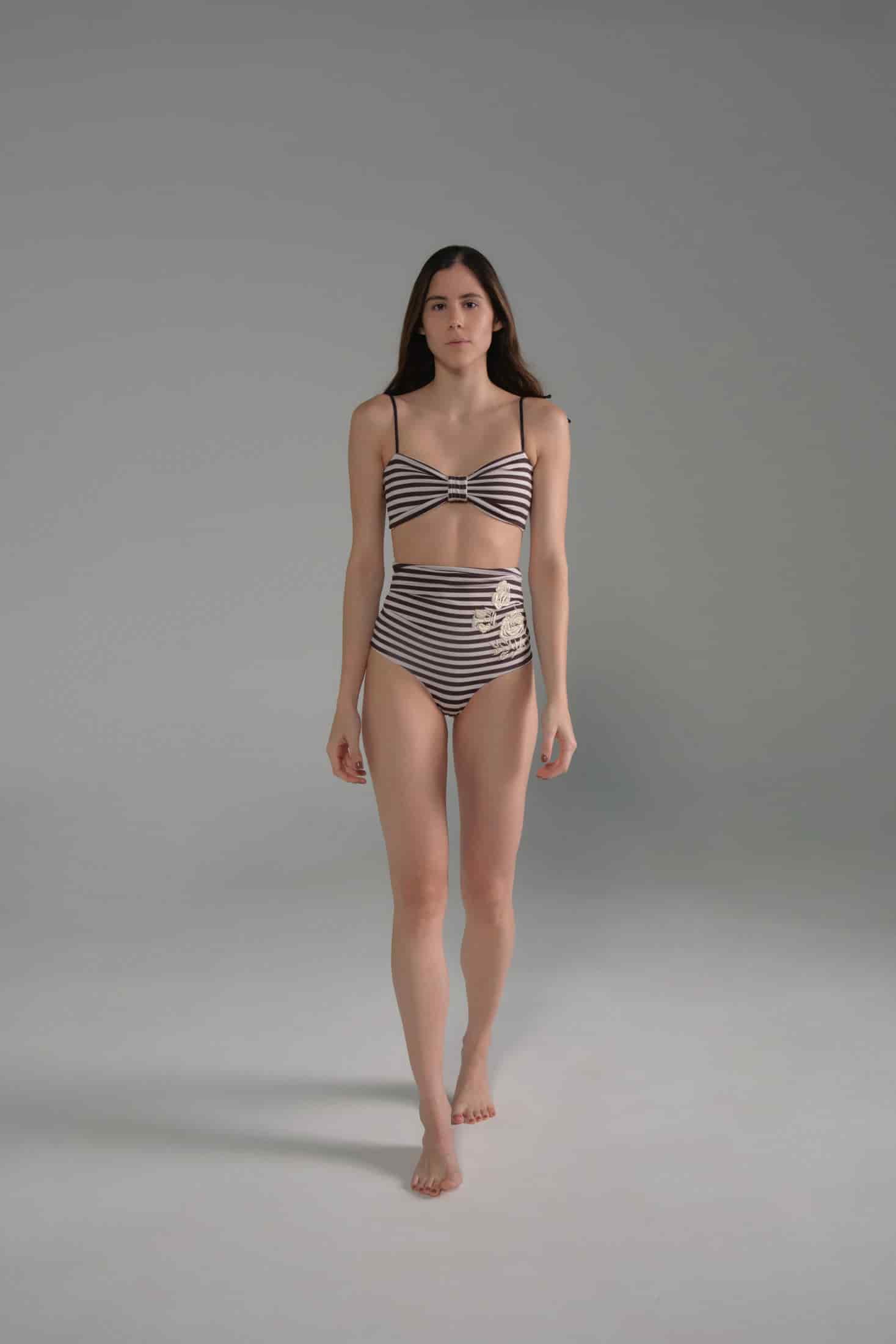 Morante Embroidered Bottom / Black & White Stripes - miniatura 1