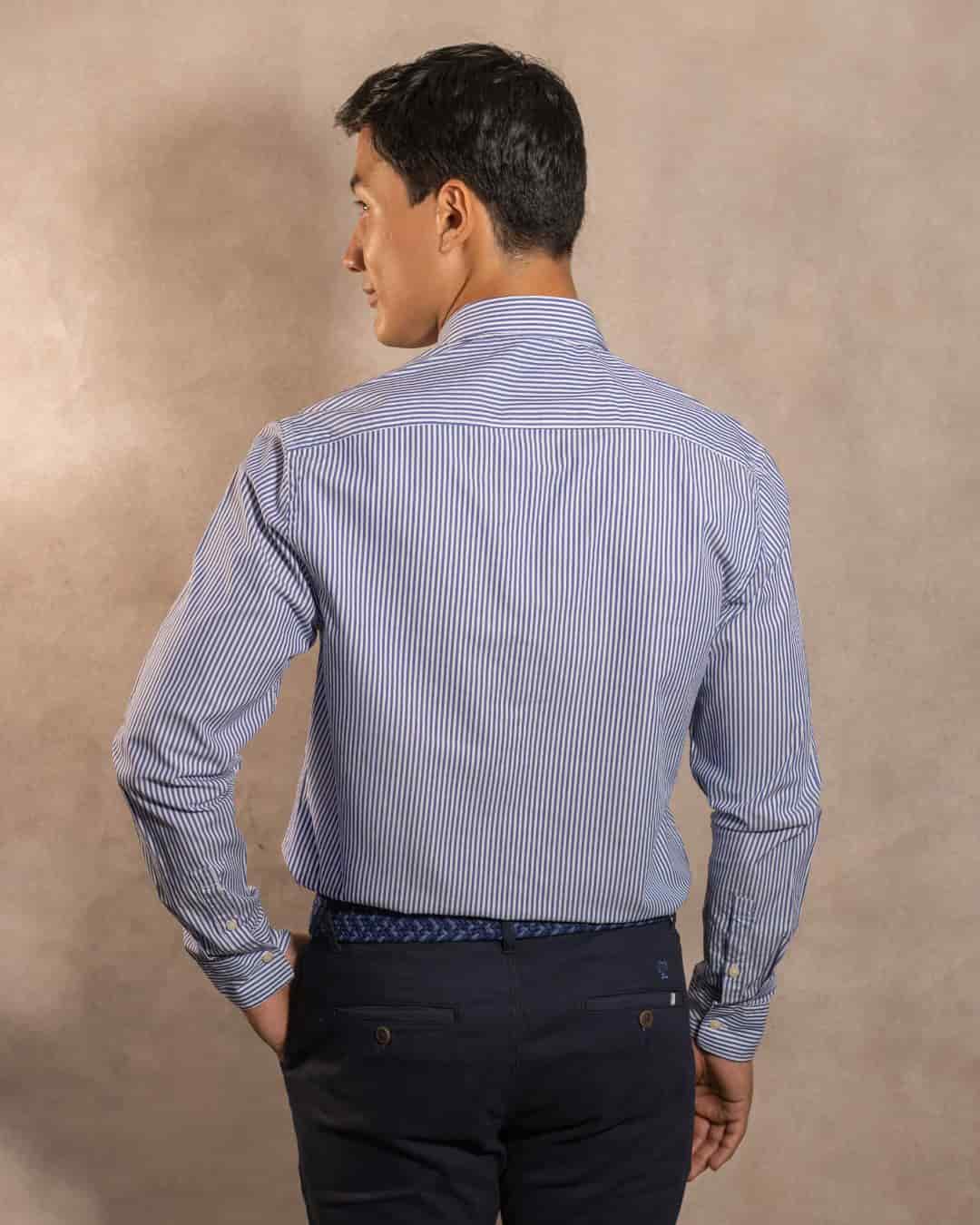 Camisa Antimanchas Popelina Rayas Azul Oscuro - miniatura 4