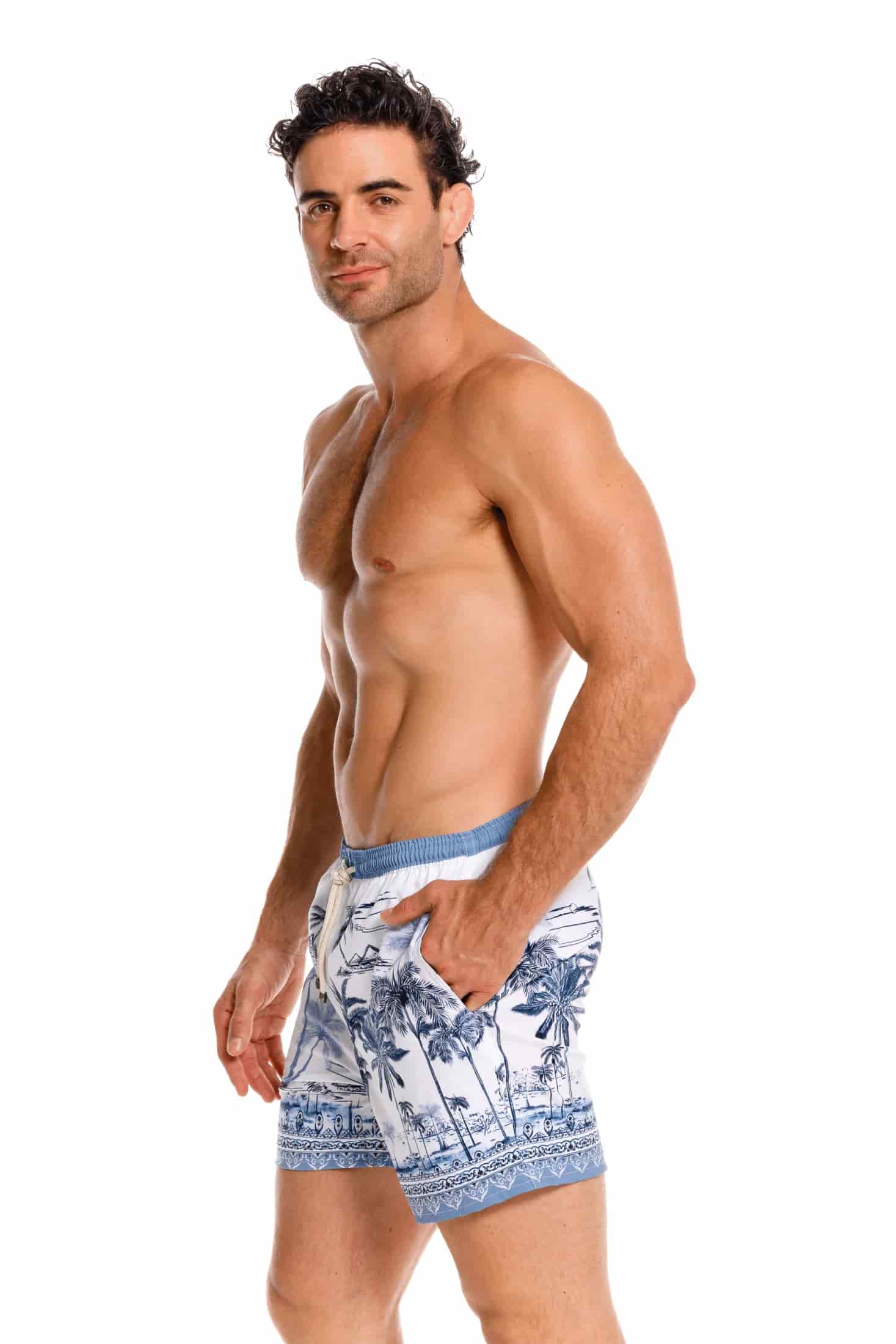 Pantaloneta Hombre Palmeras Azul - miniatura 6