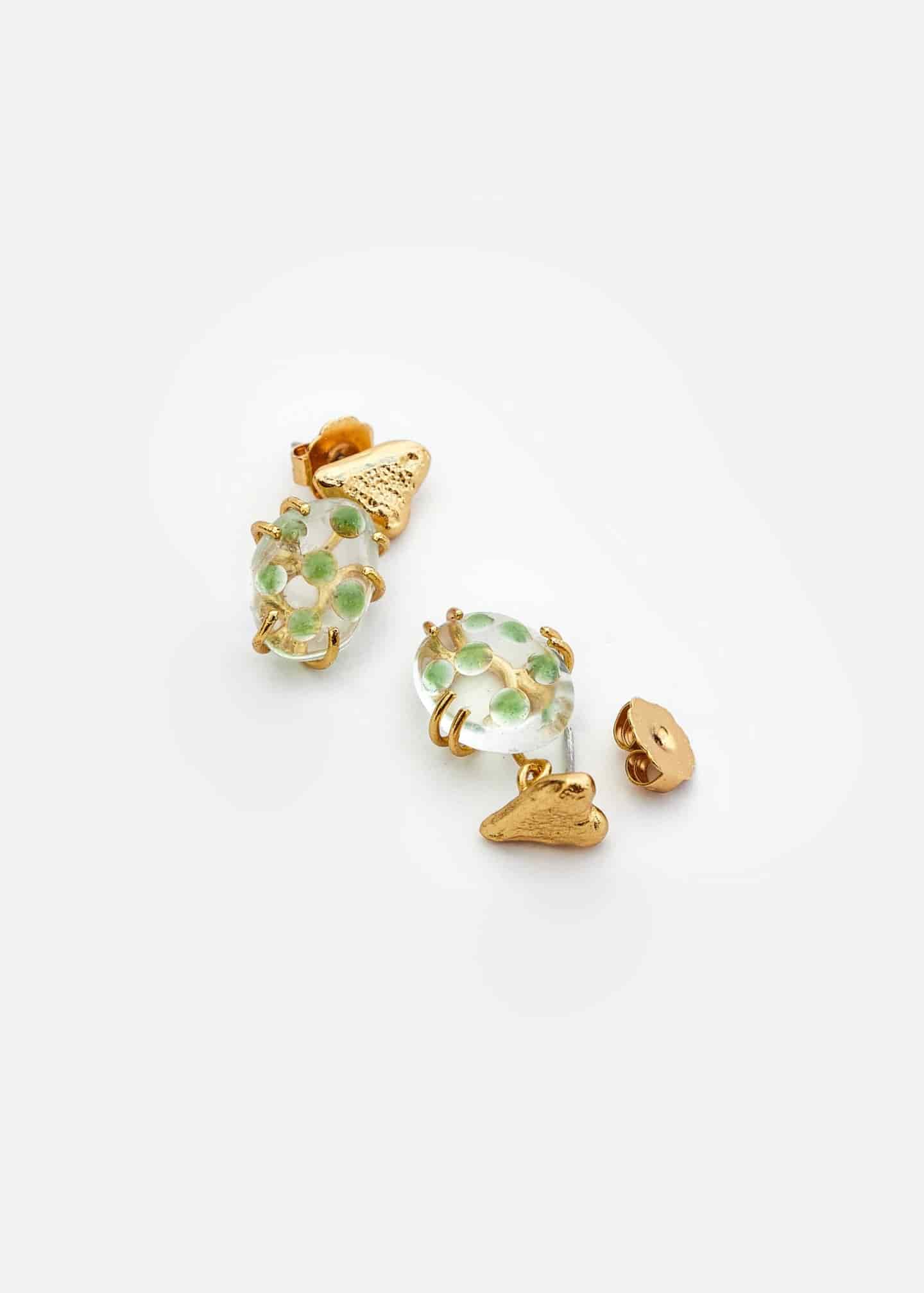 Aretes Mini Cuarzos Pétalos greeny - miniatura 3