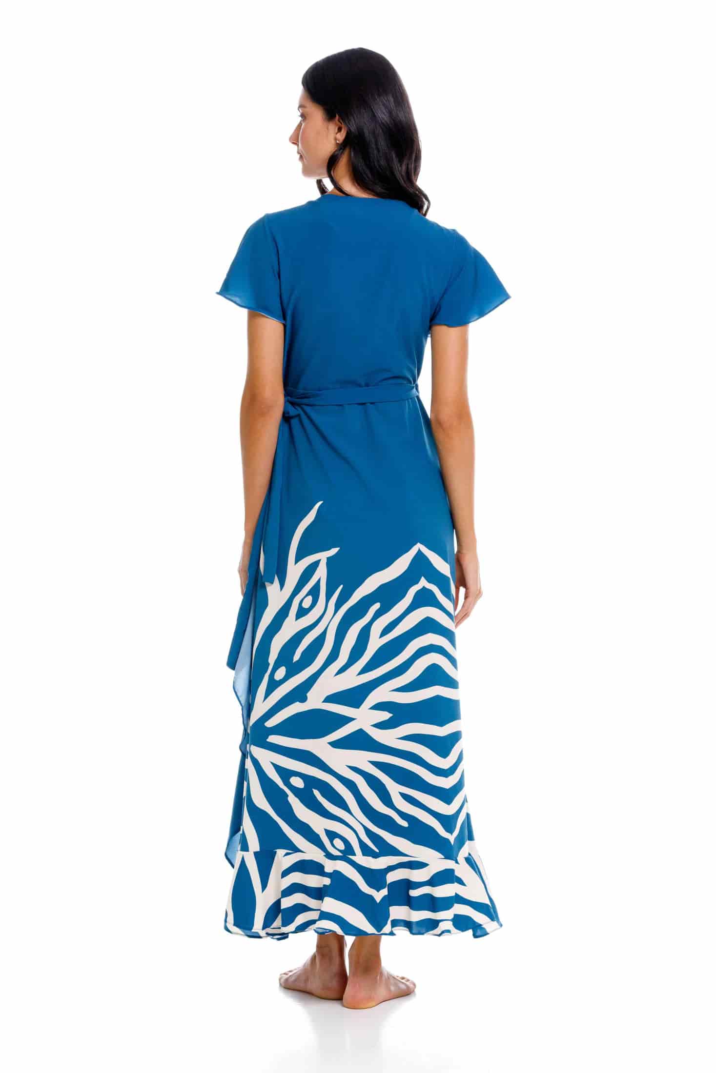 Vestido Largo Seis Boleros Coral Azul - miniatura 2