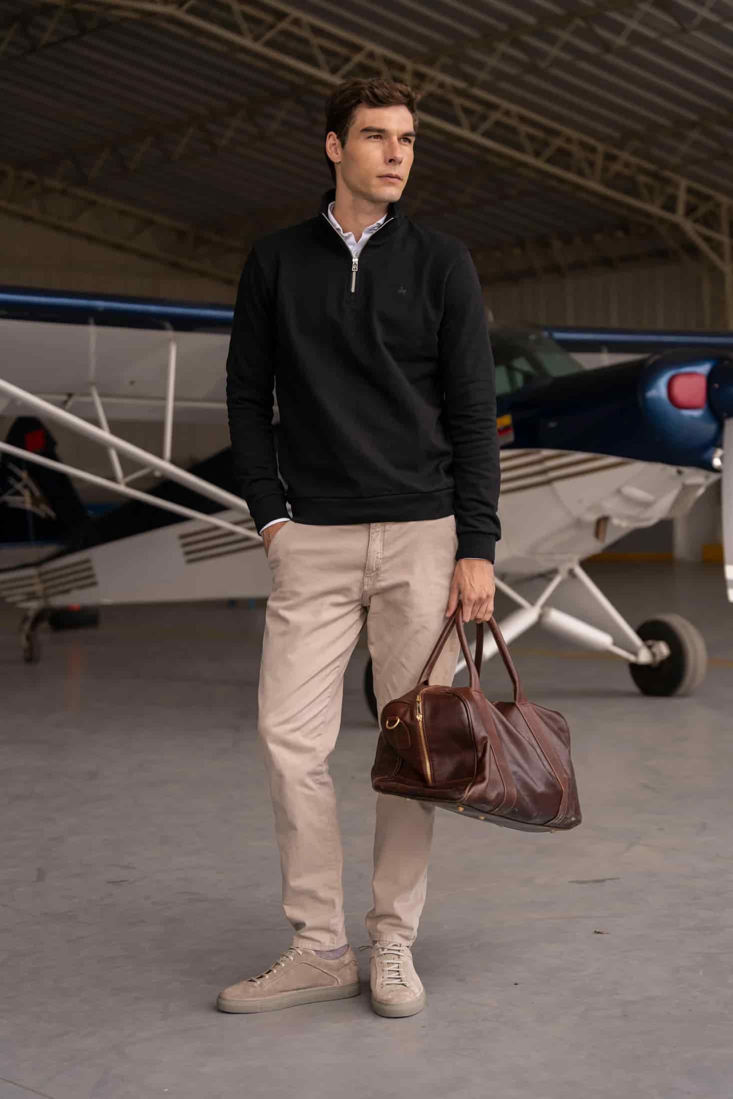 Halfzip Premium Comfy Hombre Negro - miniatura 2