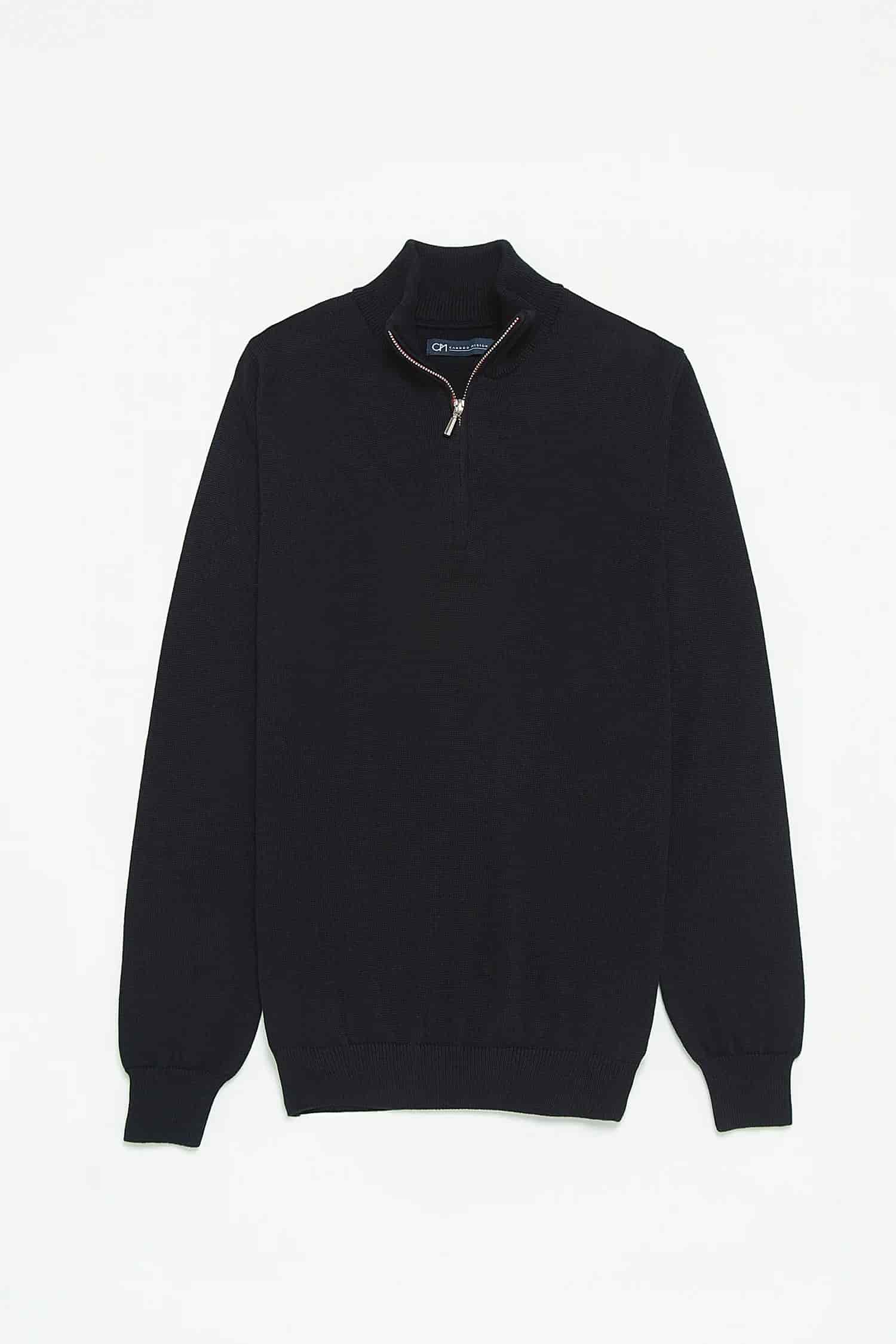 Saco Half Zip Algodón Azul Oscuro - miniatura 1