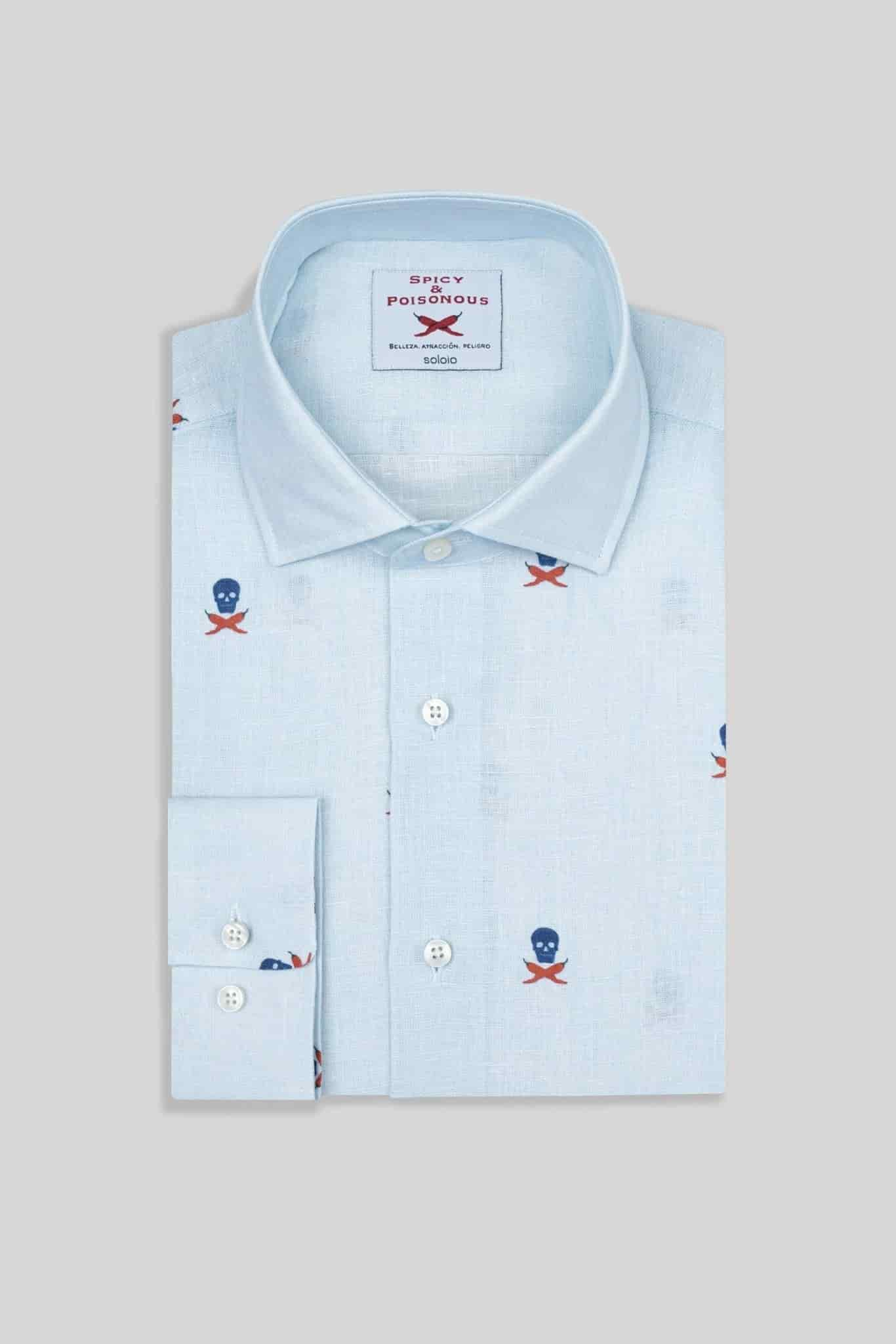 Men's linen shirt separated skulls icement - miniatura 3