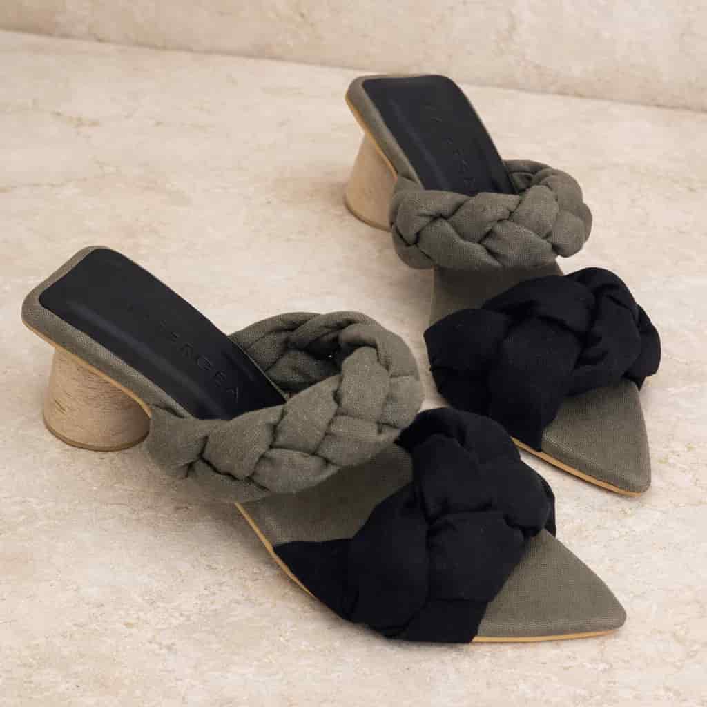 Black & Green Vetra Braided Sandals - miniatura 2