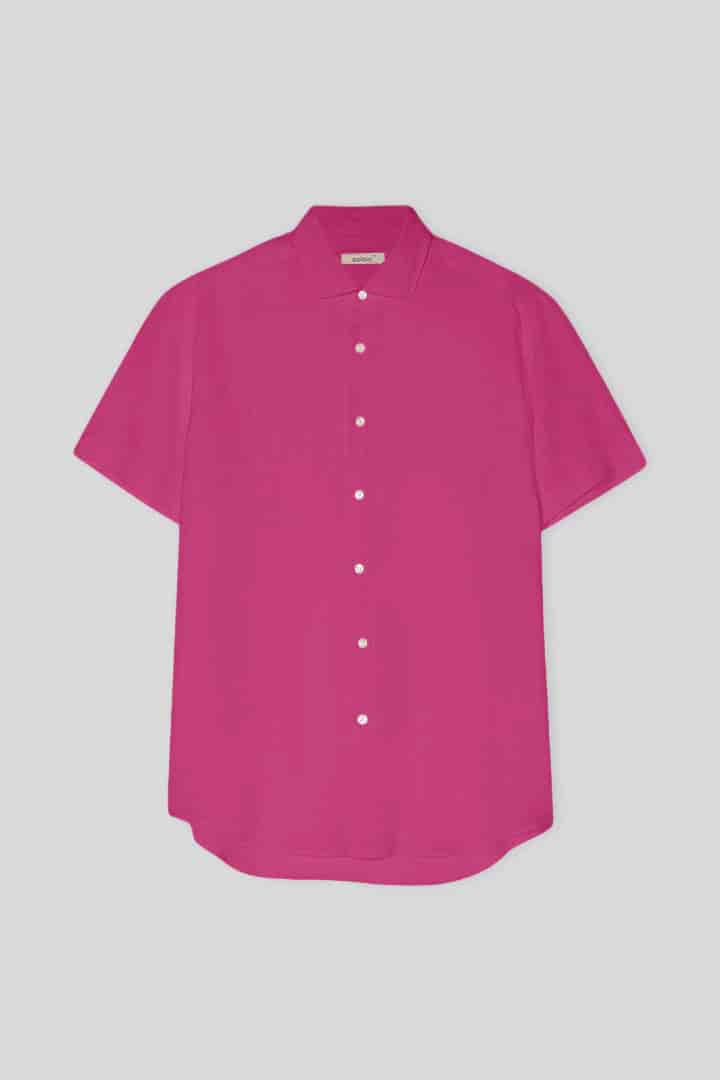 Men's linen shirt fuchsia purple - miniatura 1