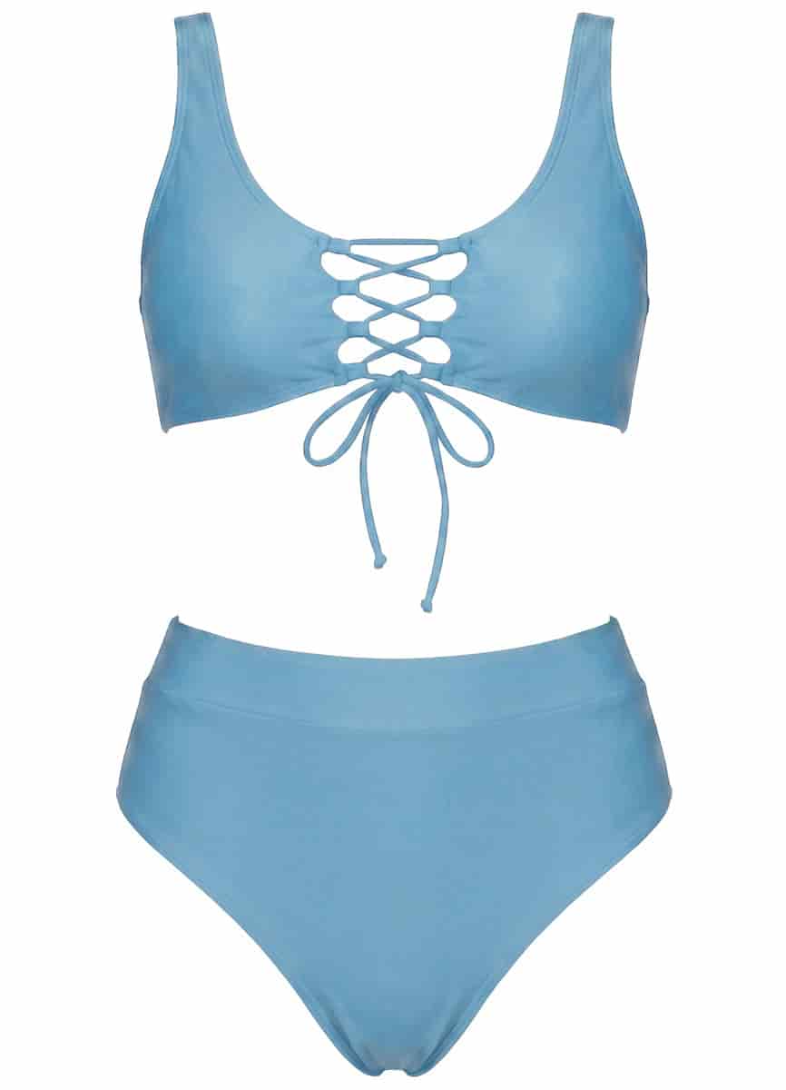 Maaji Stone Blue Allure Long Line Triangle Bikini Top - miniatura 11