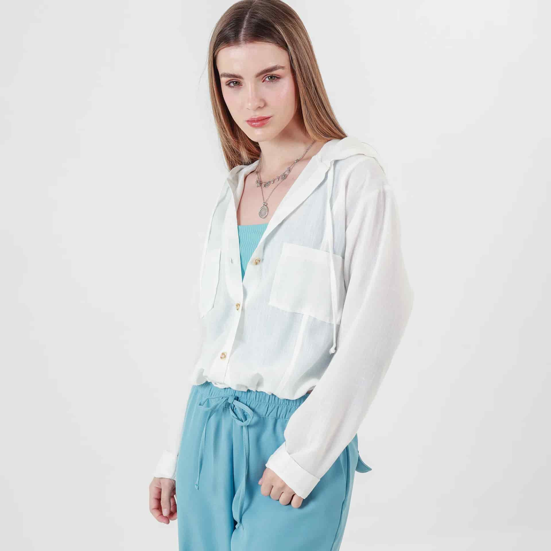 Chaqueta ligera manga larga con capucha y bolsillos - miniatura 2