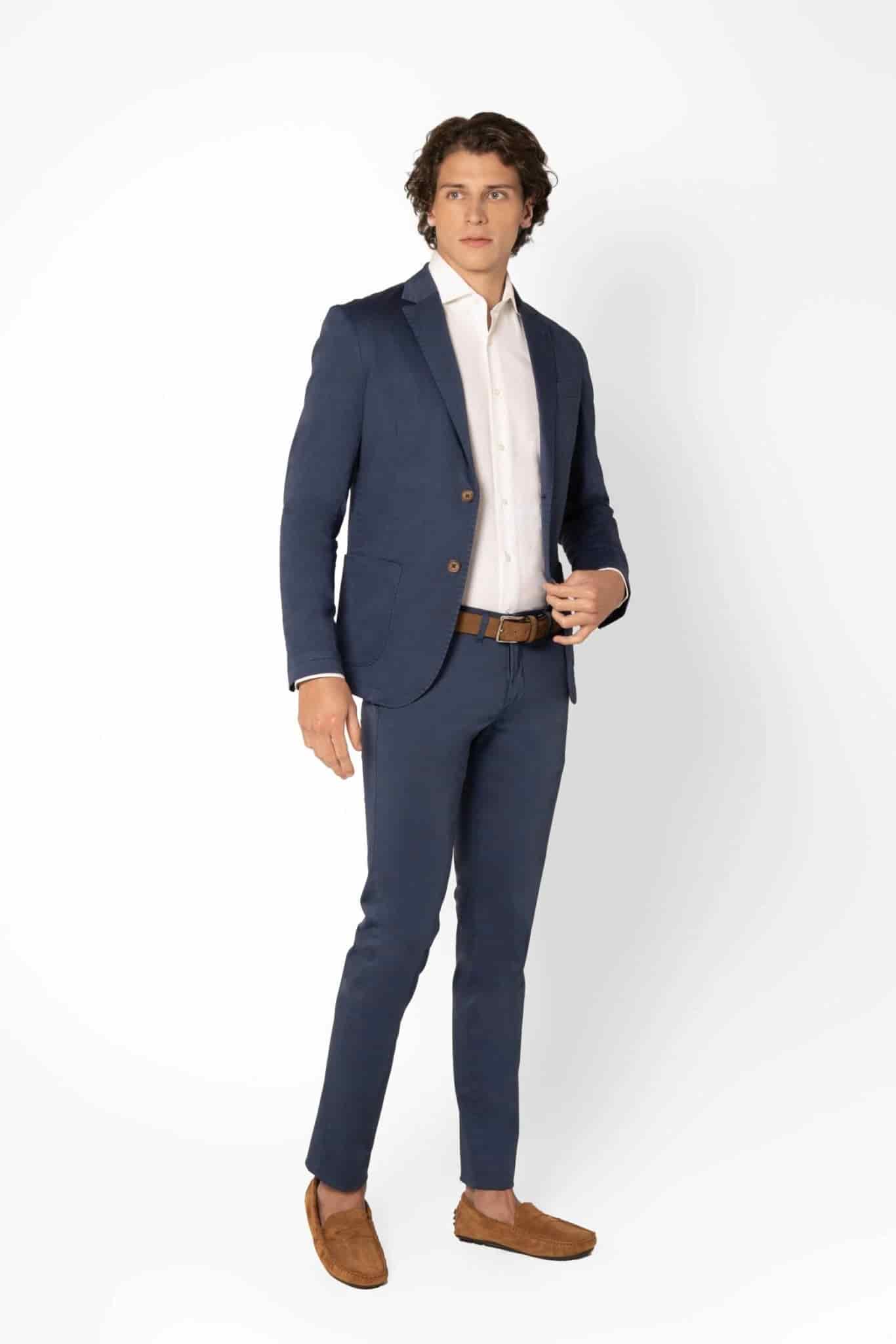 Men's mixed fabric blazer blue new sienna - miniatura 4