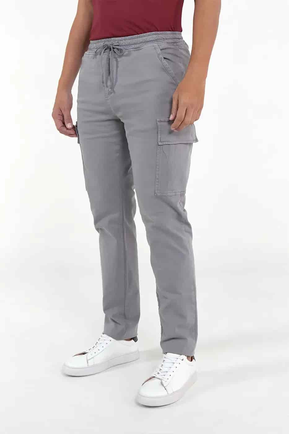 Pantalón Cargo Slim Fit Mezcla Algodón Gris - miniatura 1
