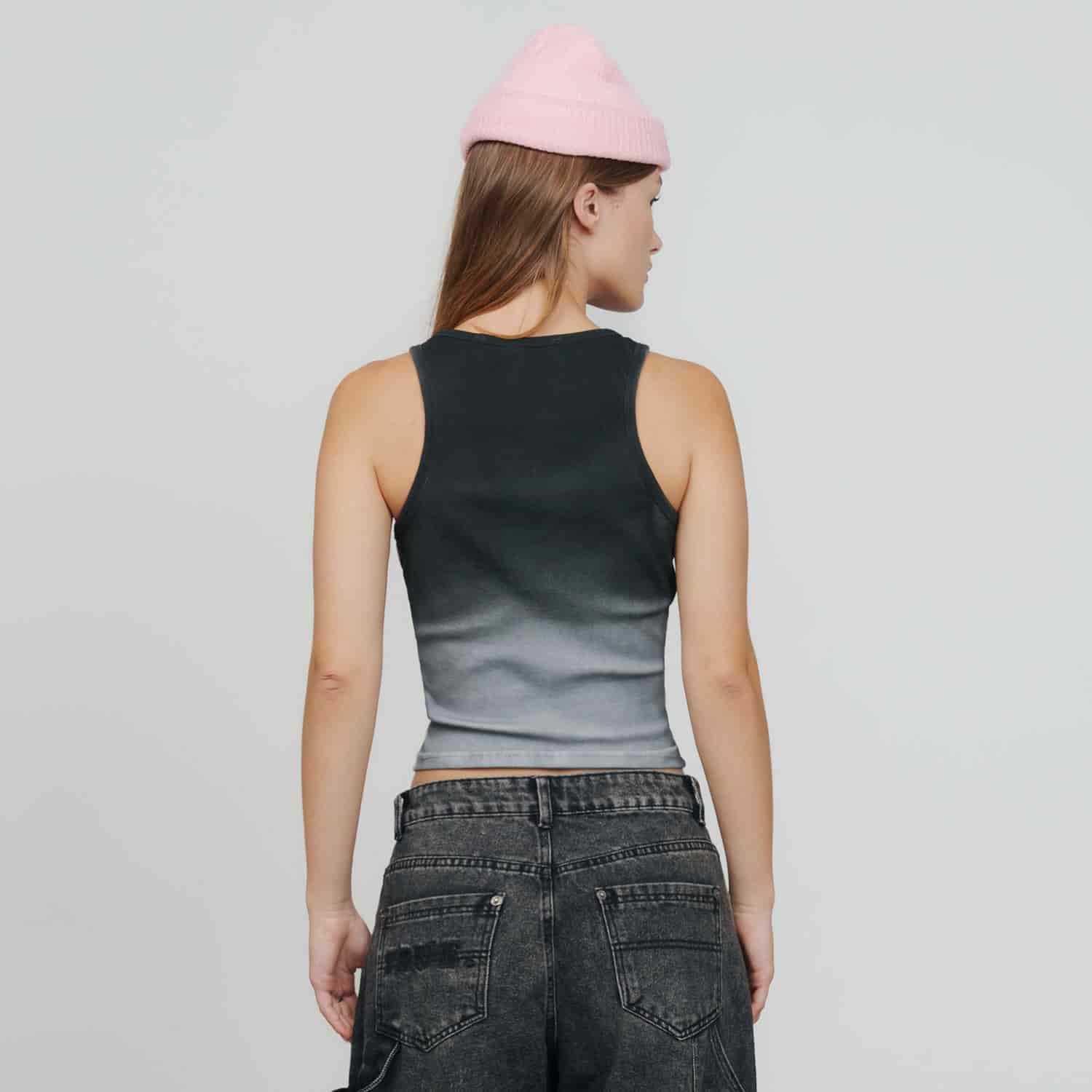 Gradient Rhinestone Tank Top - Black - miniatura 3