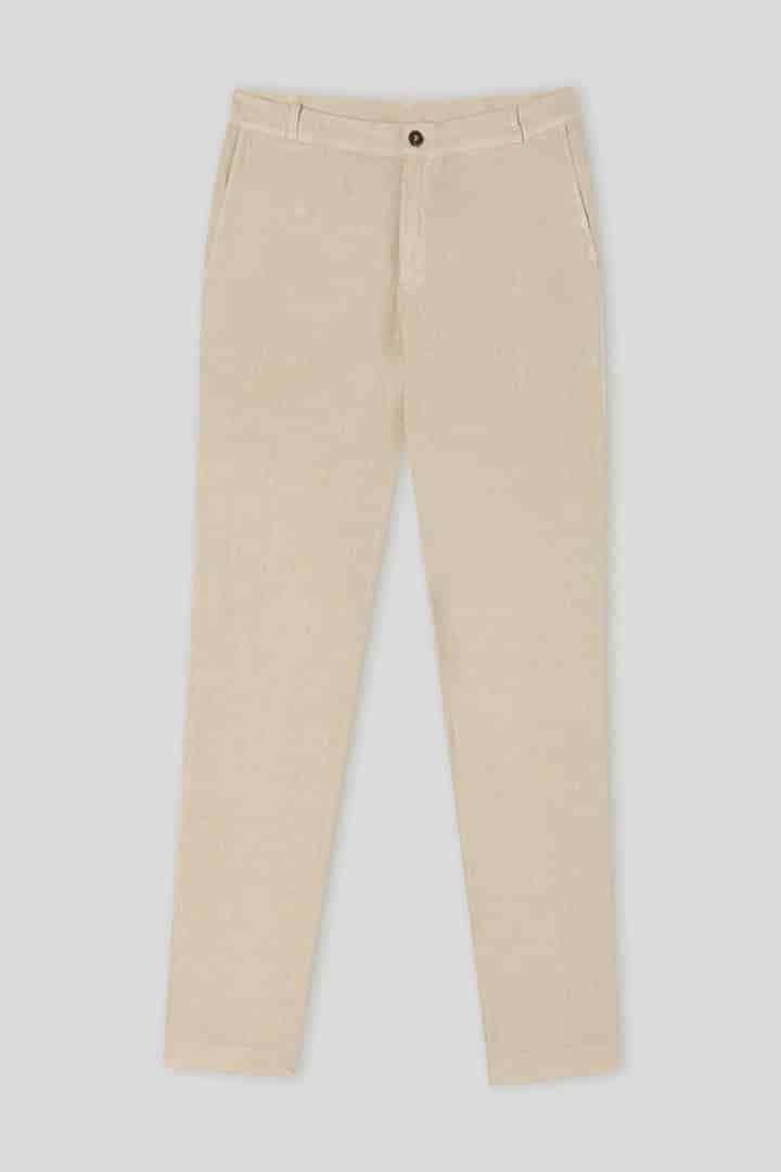 Men's linen pants beige basic - miniatura 1