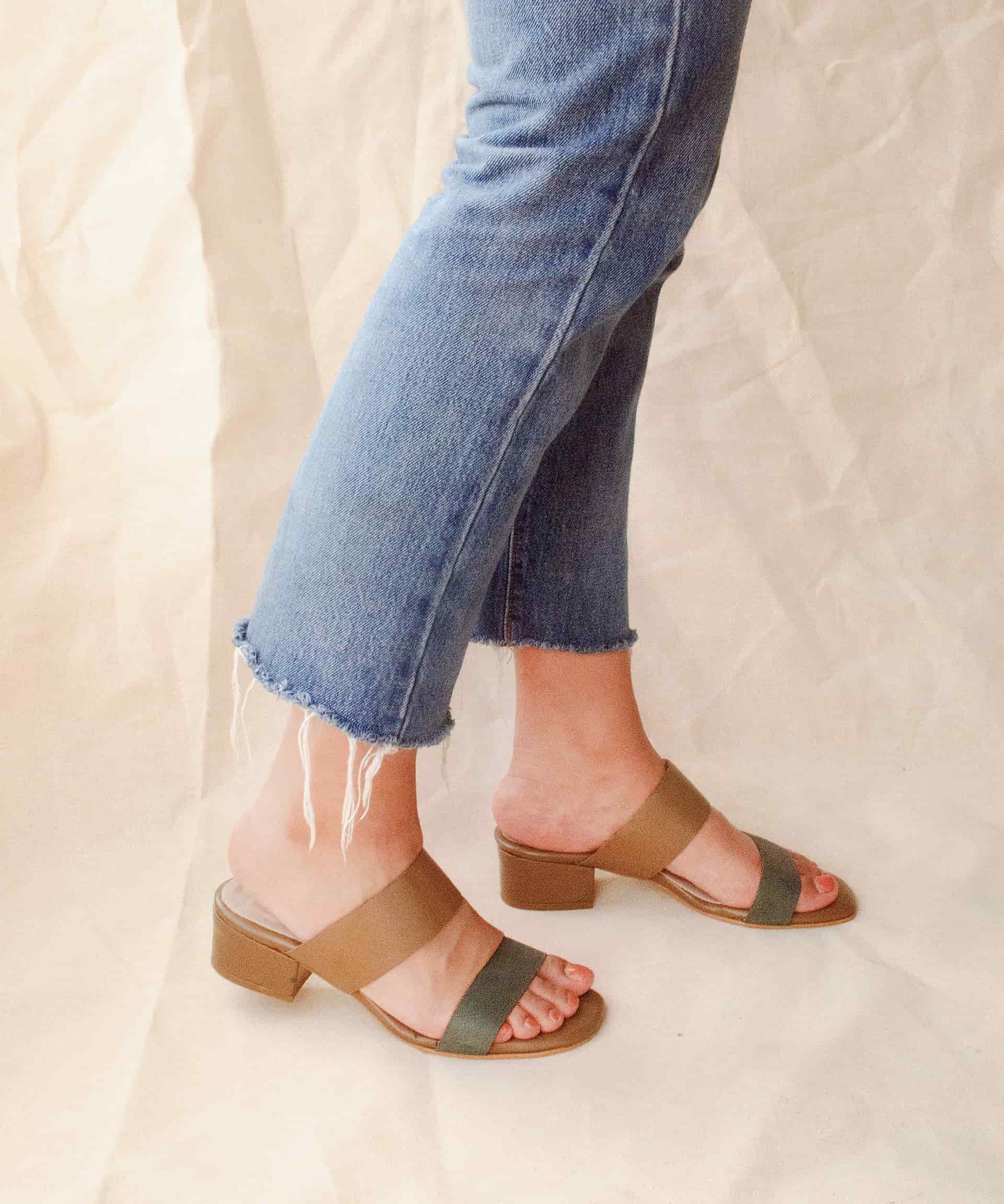 Double band sandals | Taupe Verde - miniatura 1