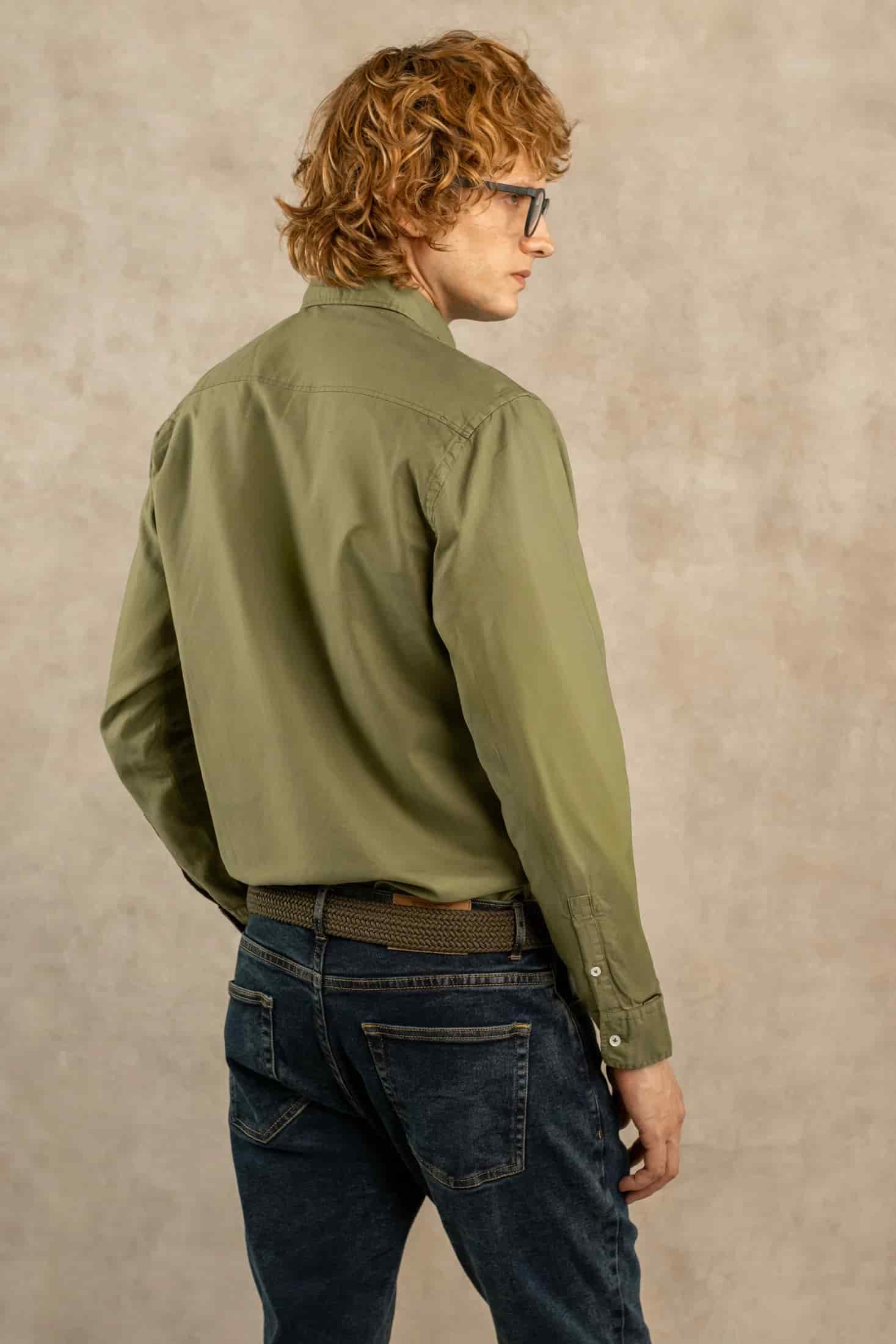 Camisa Antimanchas Oxford Verde Militar - Talla Regular - miniatura 4