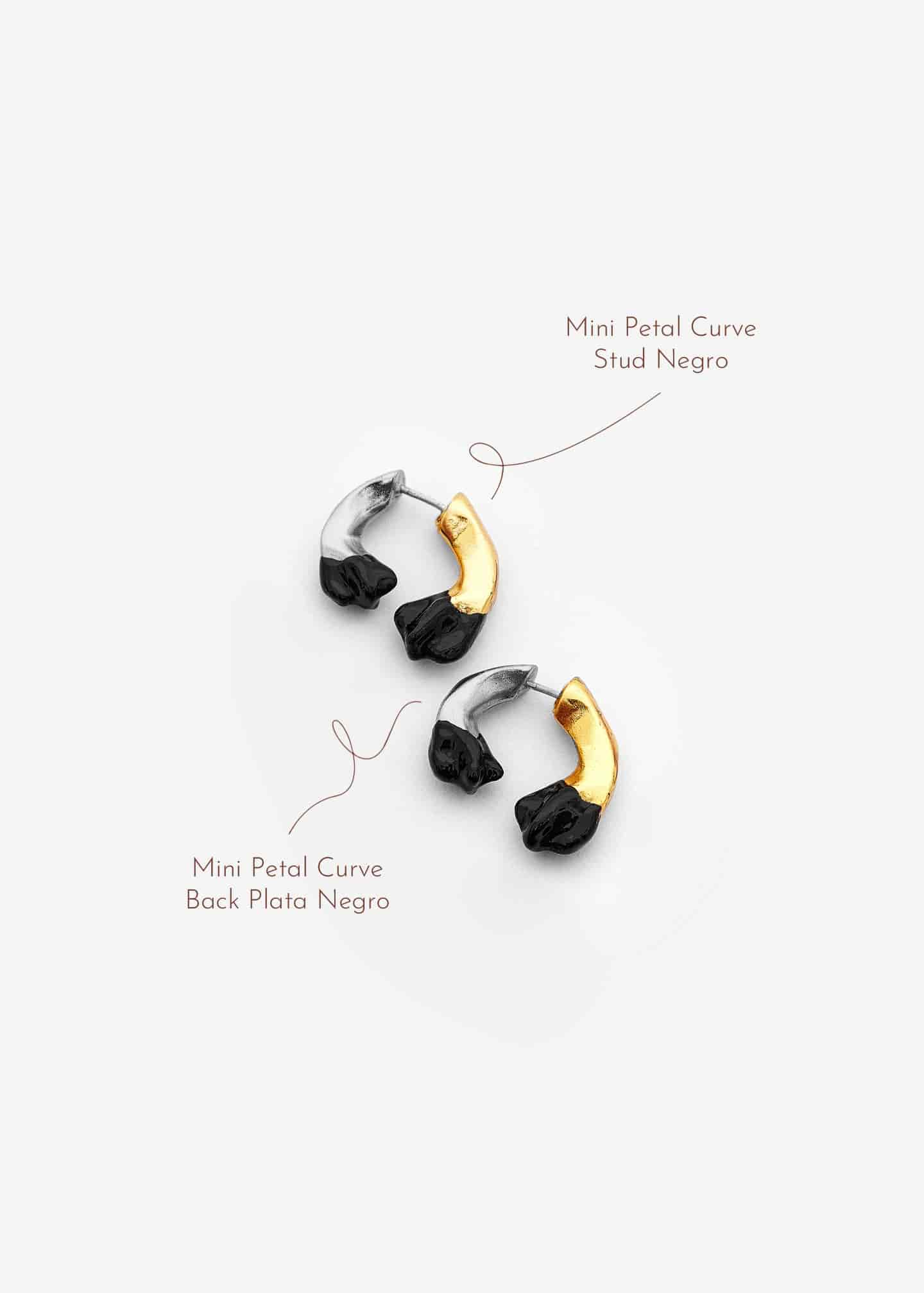 Mini Petal Curve Back Plata Negro - miniatura 6