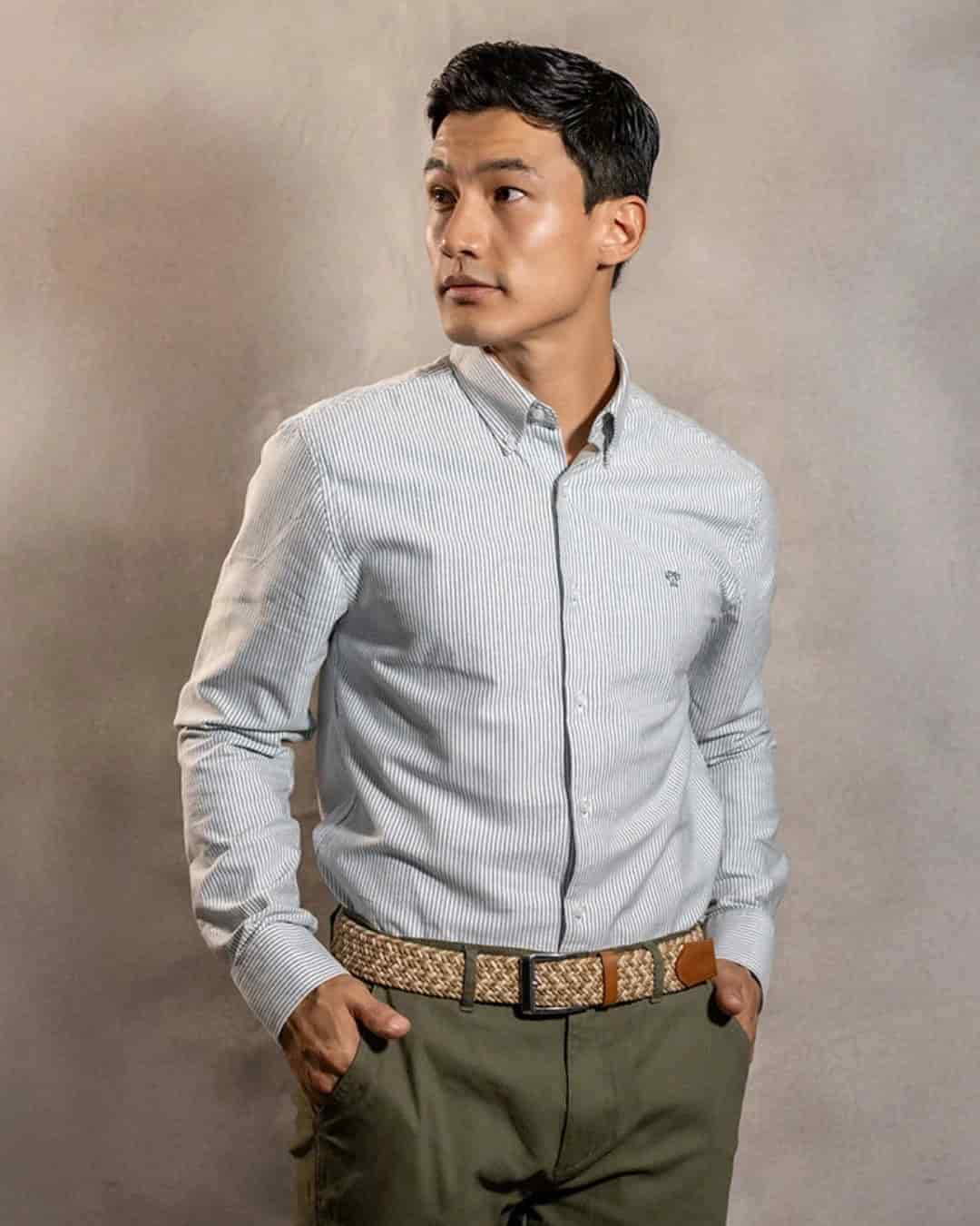 Camisa Antimanchas Oxford Rayas Dark Grey Cornell - miniatura 4
