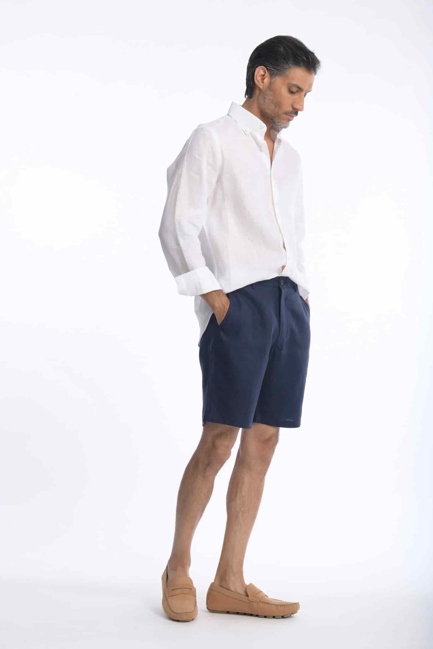 Bermuda Lino Azul Navy - miniatura 12