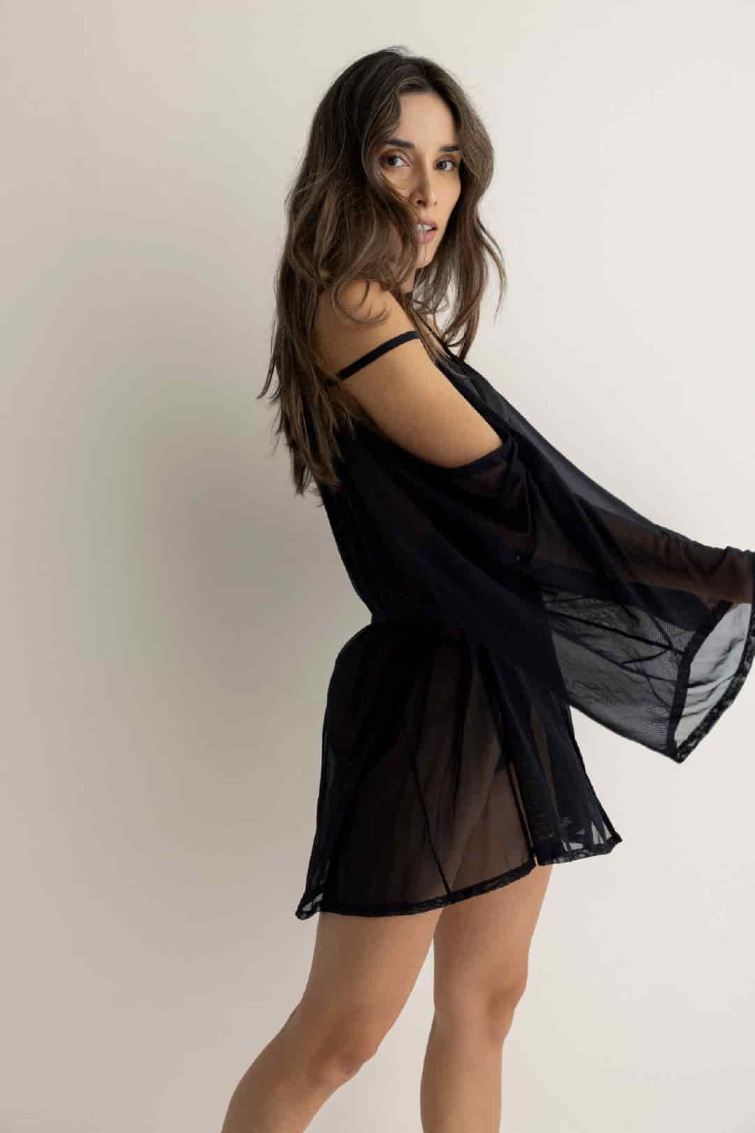 KIMONO VOILE NEGRO - miniatura 2