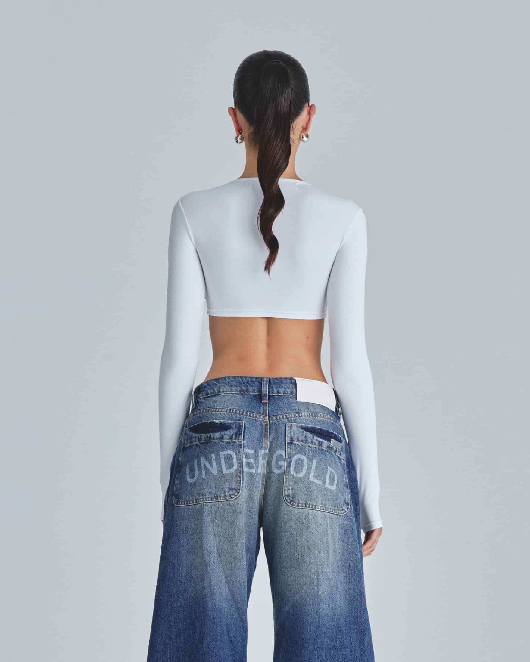 Line Basic Long Sleeve Cropped Tshirt White - miniatura 7